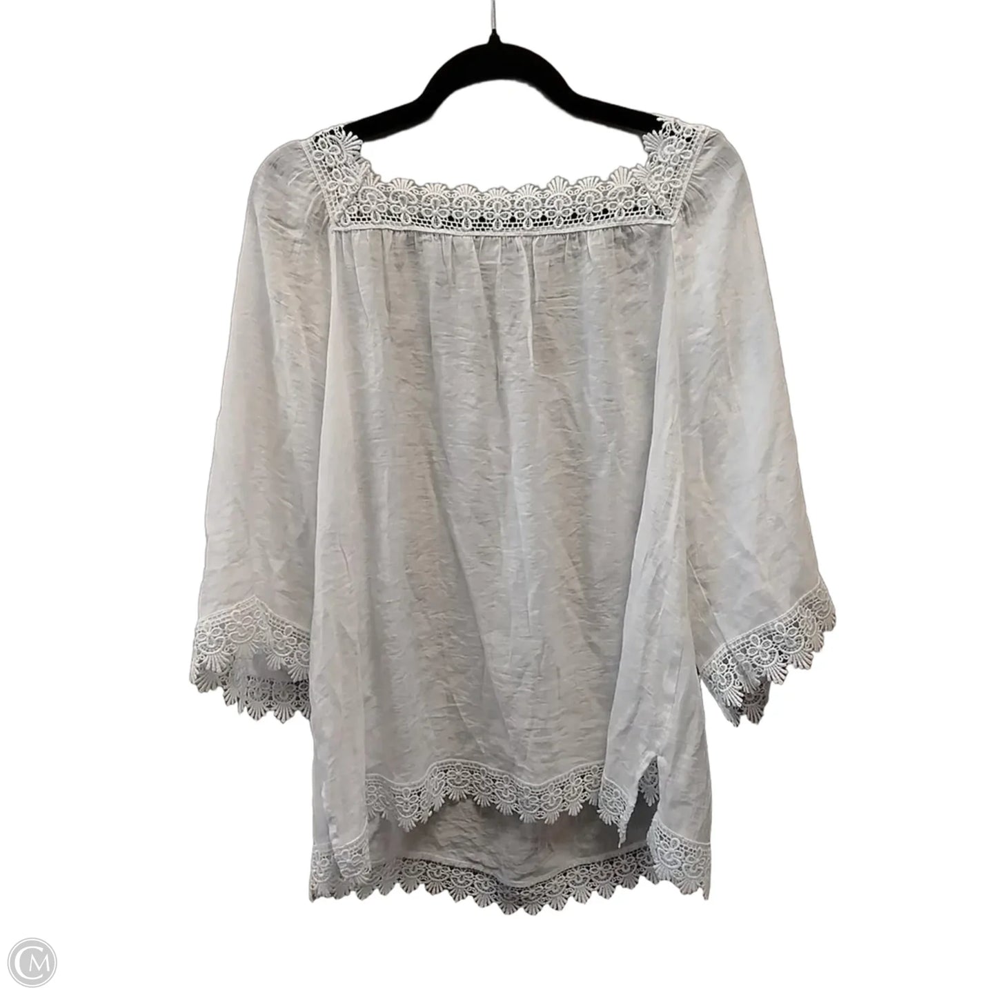 Blouse Long Sleeve By Counterparts In White, Size: Xl