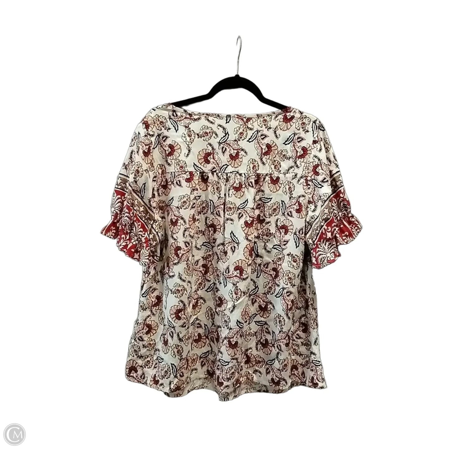 Blouse Short Sleeve By Bloomchic In Red & White, Size: Xl