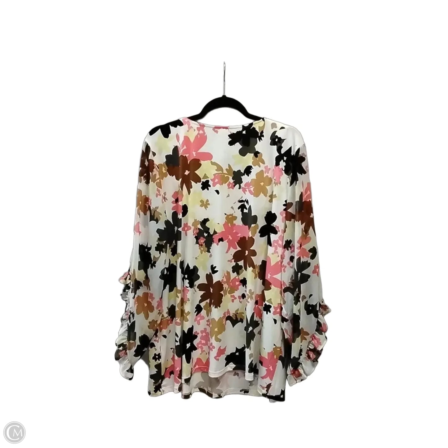 Blouse Long Sleeve By Calvin Klein In Floral Print, Size: 3x