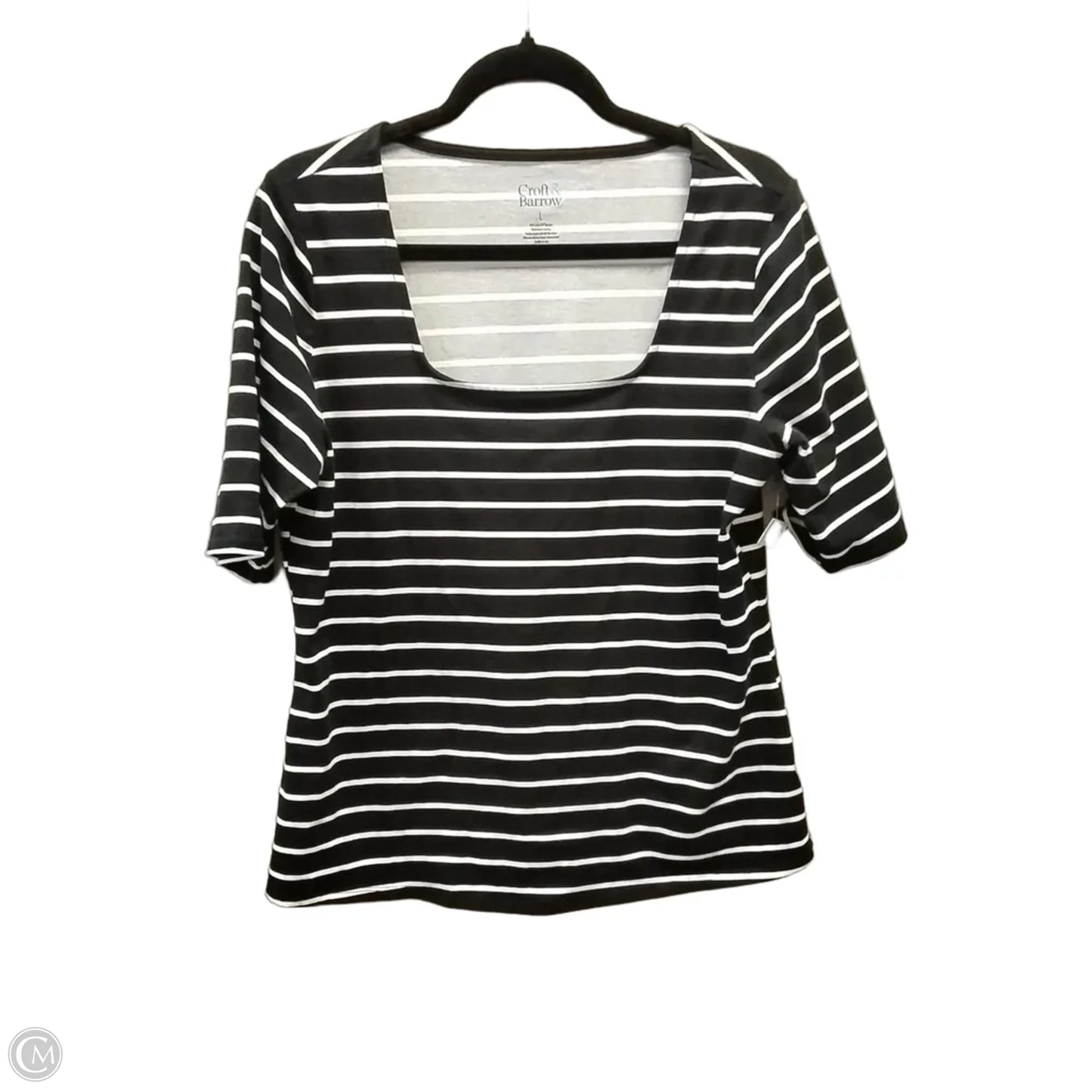 Top Short Sleeve By Croft And Barrow In Striped Pattern, Size: L