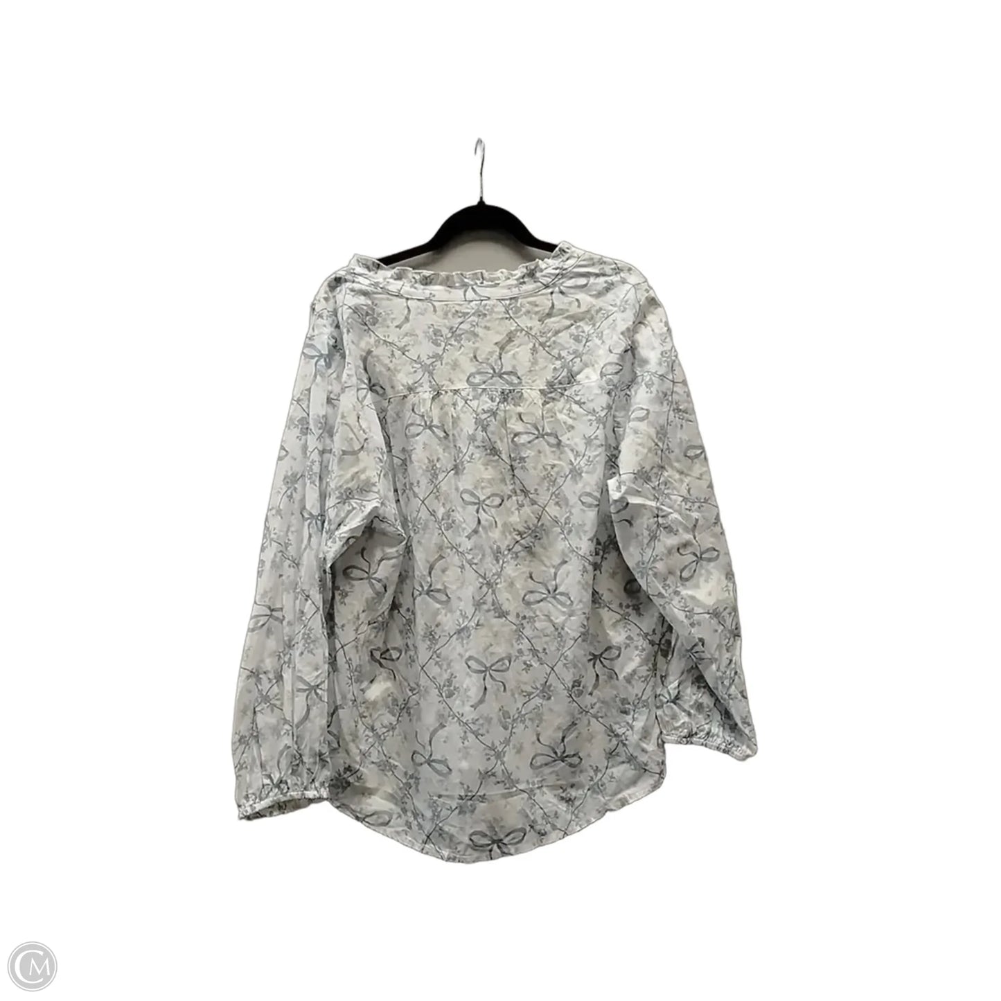 Blouse Long Sleeve By Lucky Brand In Blue & White, Size: Xl