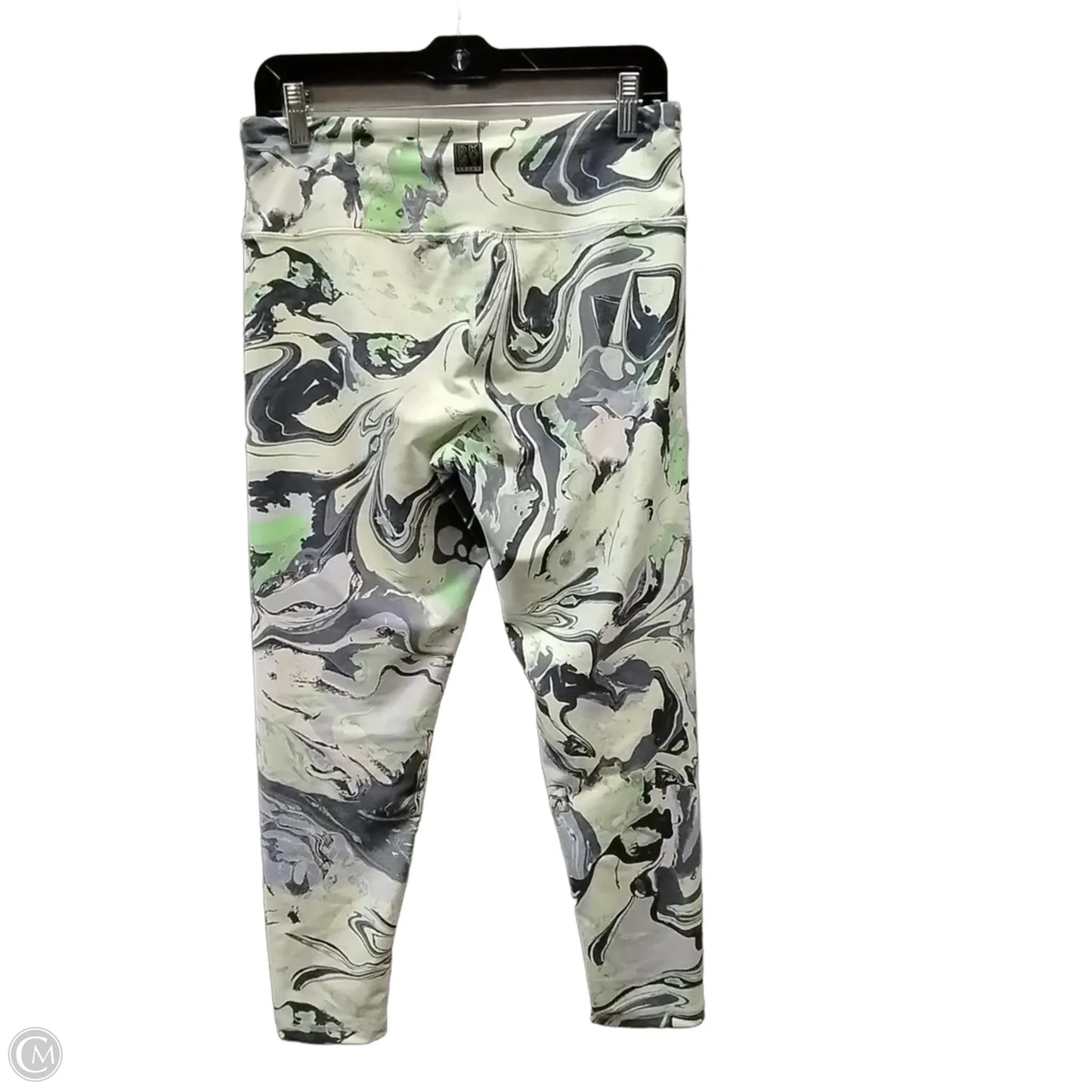 Athletic Leggings By Dkny In Green & Grey, Size: L