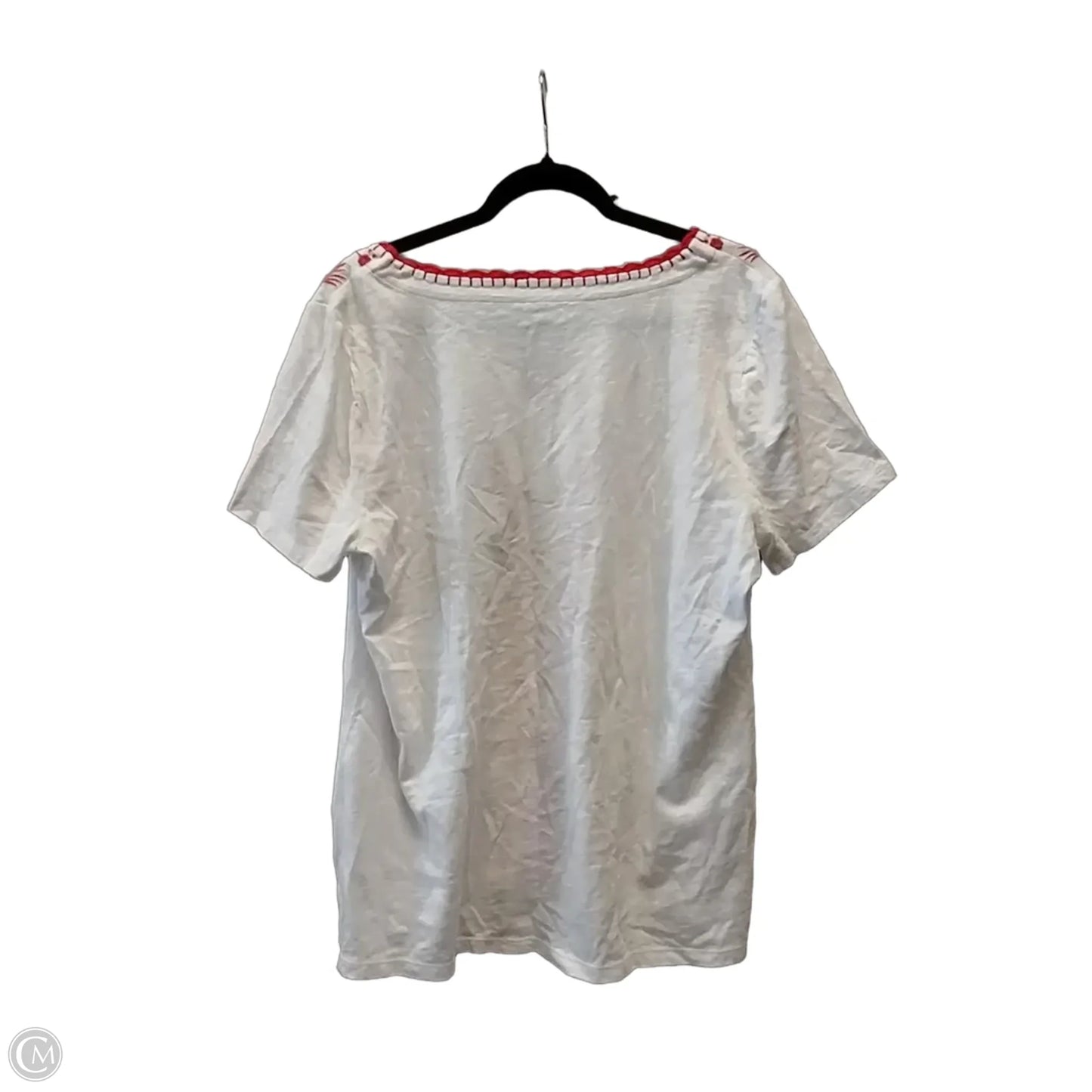 Top Short Sleeve By Talbots In Orange & White, Size: Xl