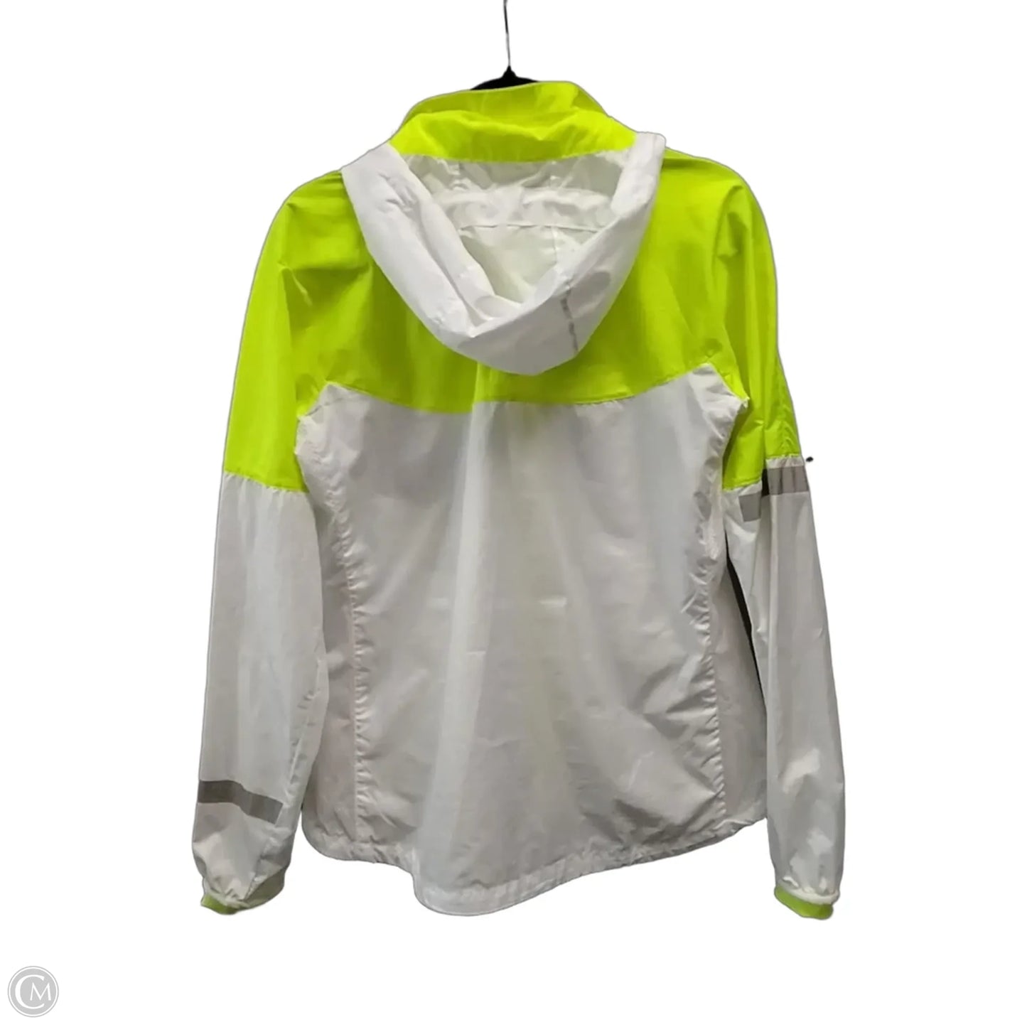 Athletic Jacket By Nike In White & Yellow, Size: L