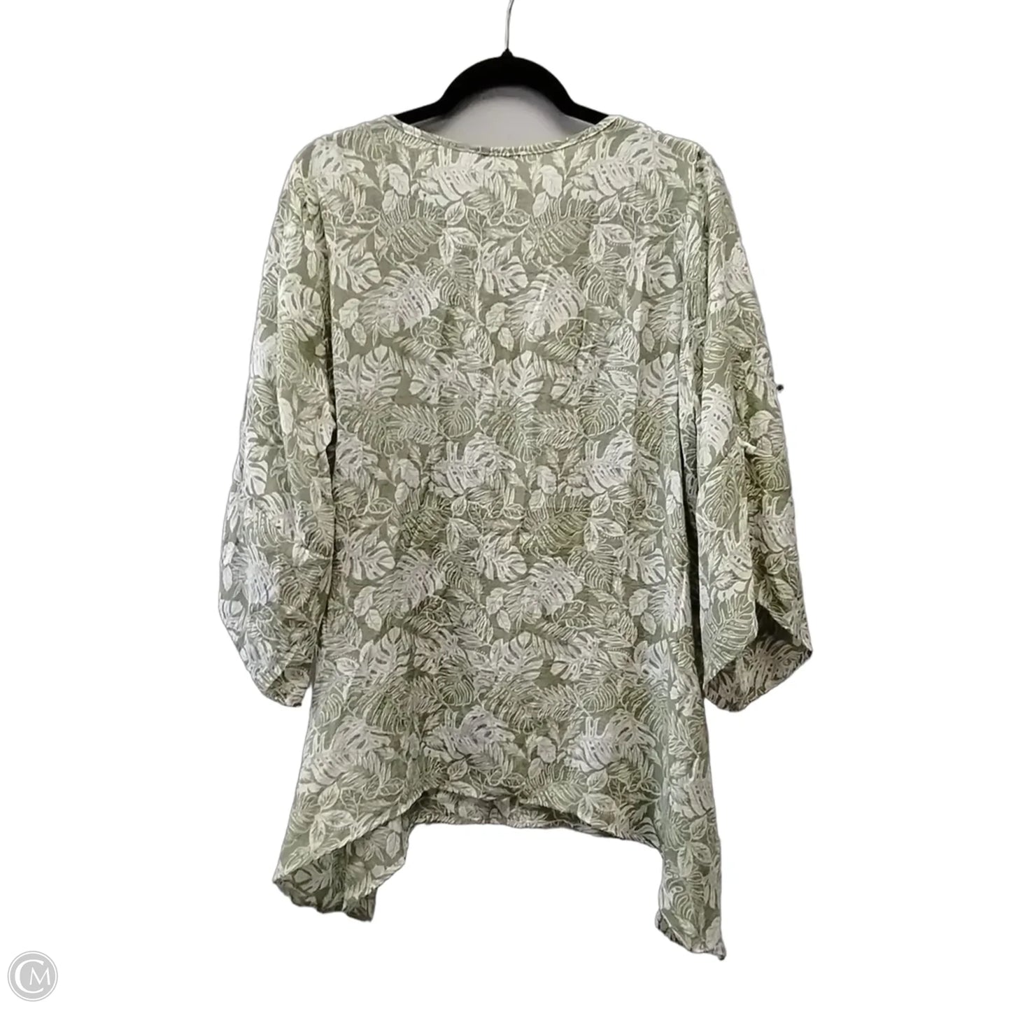 Blouse Long Sleeve By Cme In Green & White, Size: L