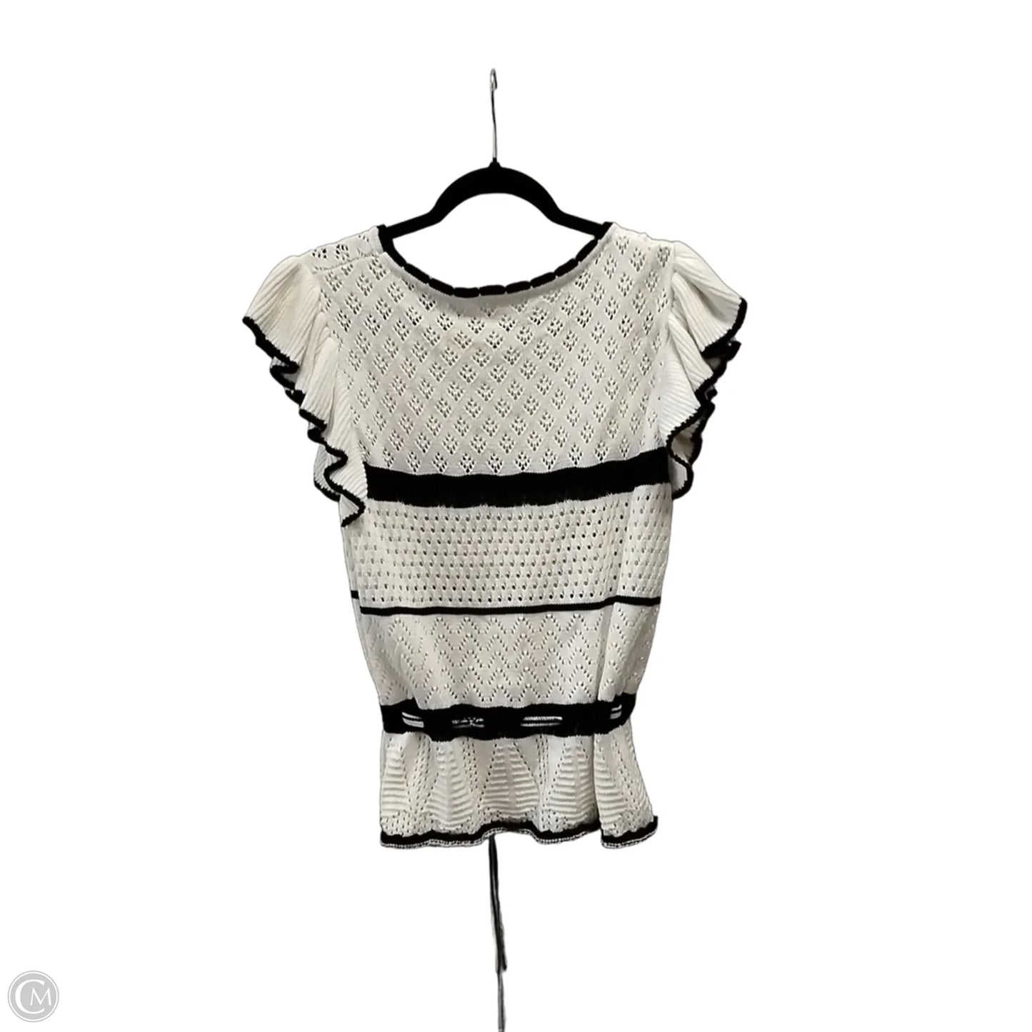 Sweater Short Sleeve By Entro In Black & White, Size: L