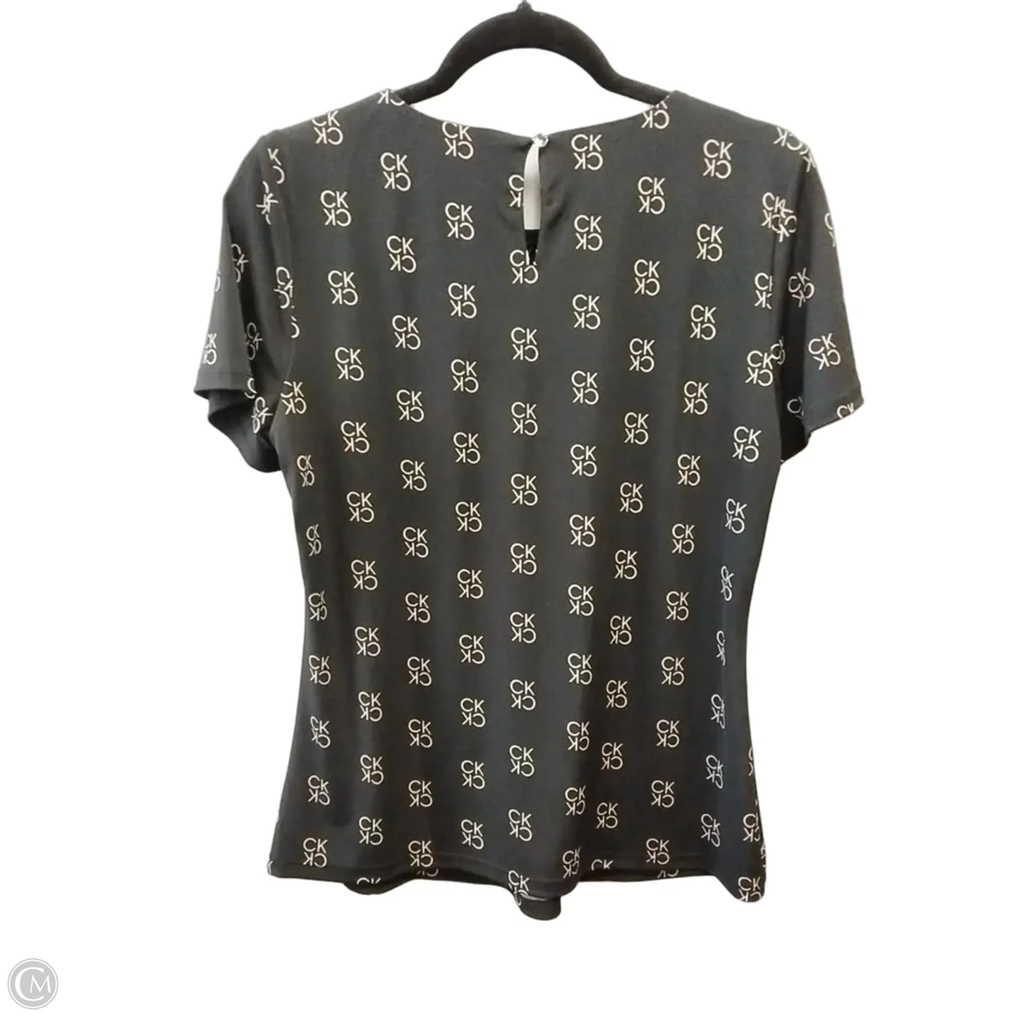 Blouse Short Sleeve By Calvin Klein In Black & Cream