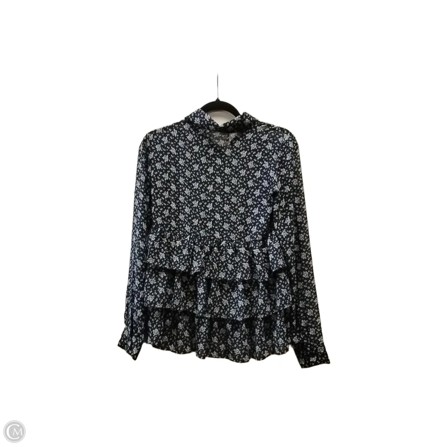 Blouse Long Sleeve By Line & Dot In Blue & White, Size: Xs