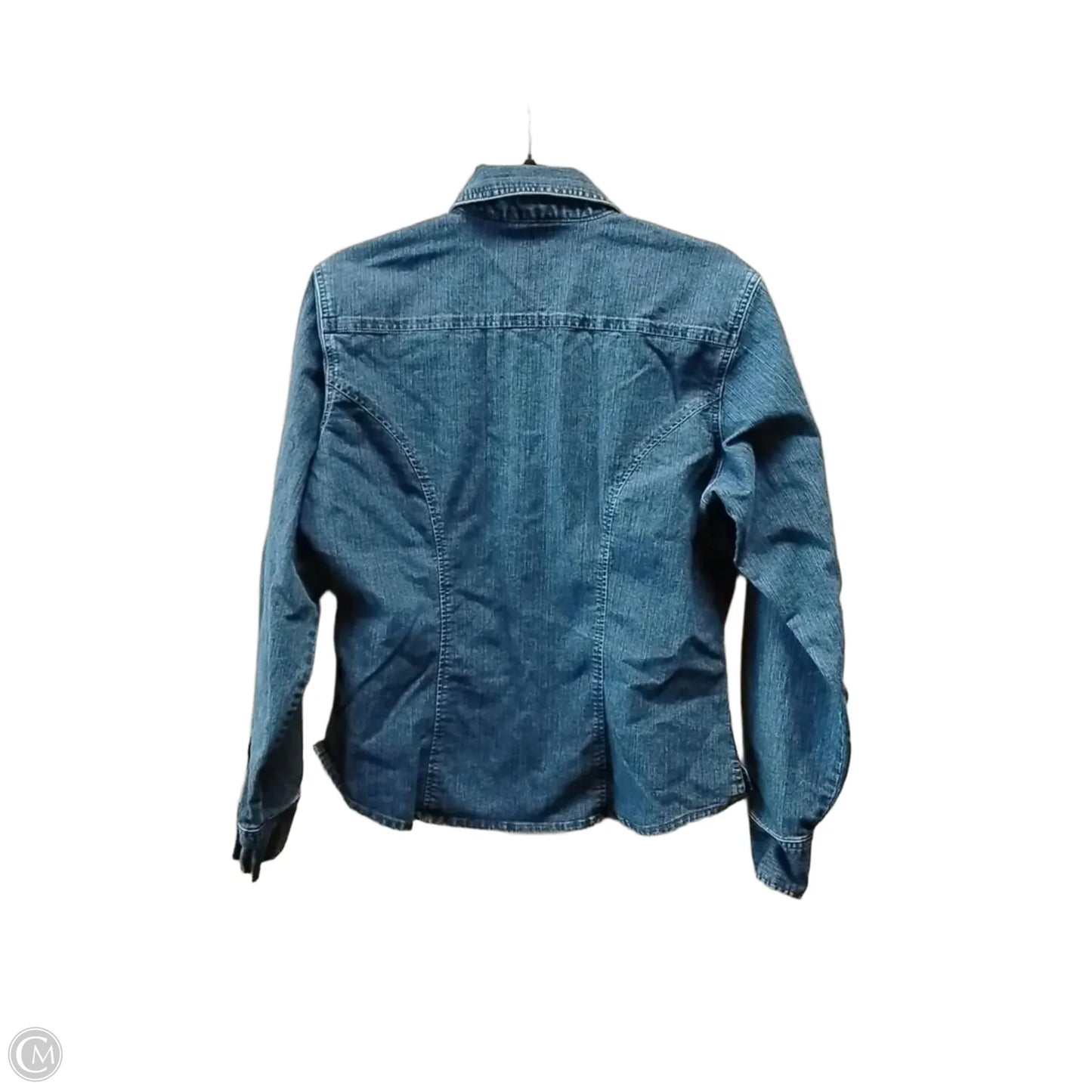 Jacket Shirt By Riders In Blue Denim, Size: M