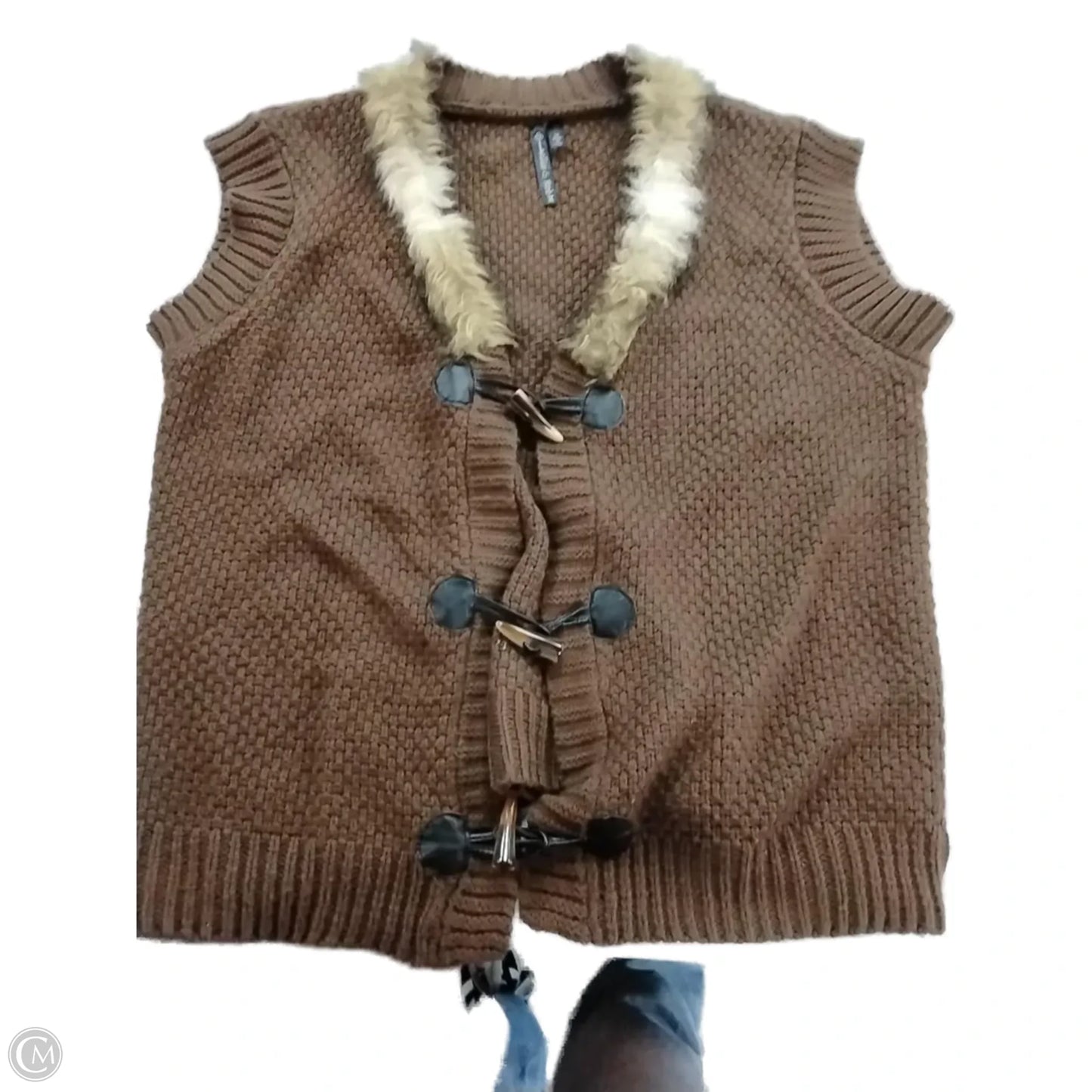 Vest Sweater By Clothes Mentor In Brown, Size: 2x
