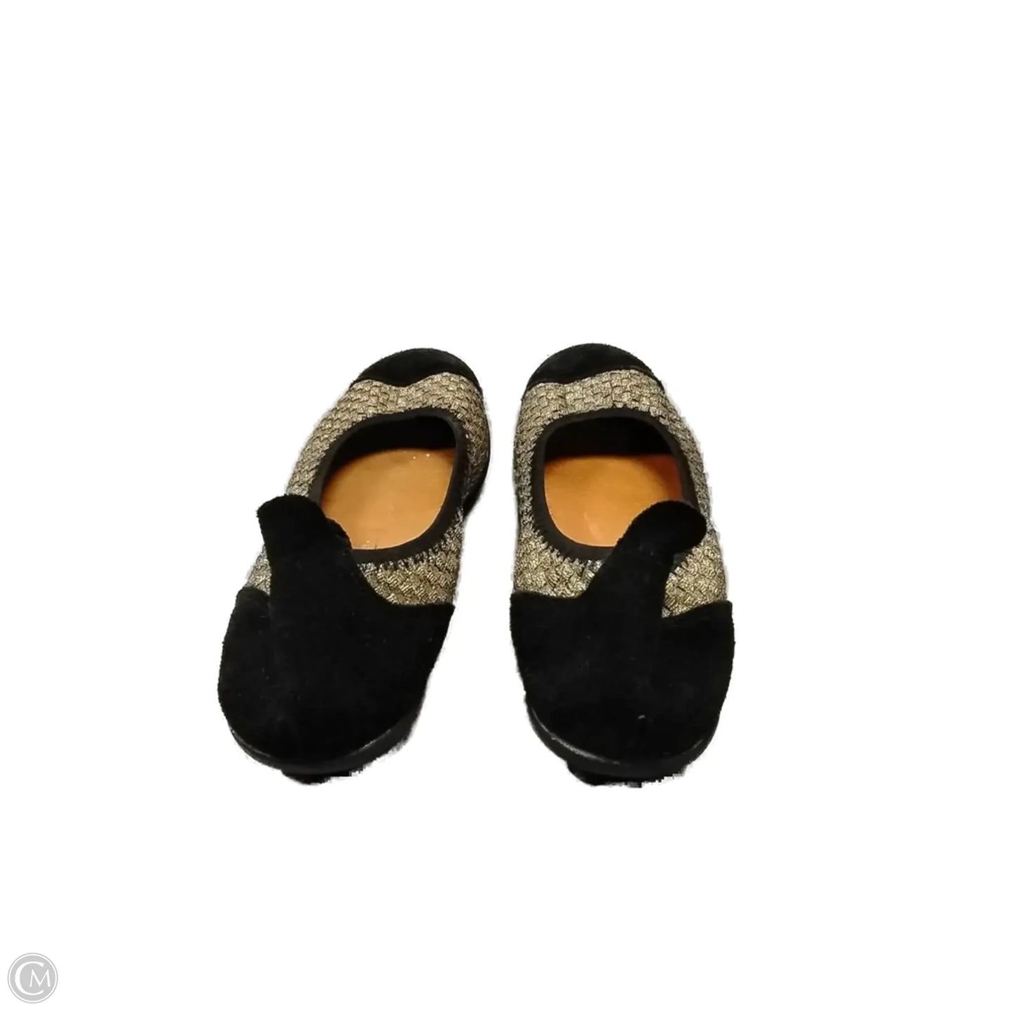 Shoes Flats By Bernie Mev In Black & Gold, Size: 9.5
