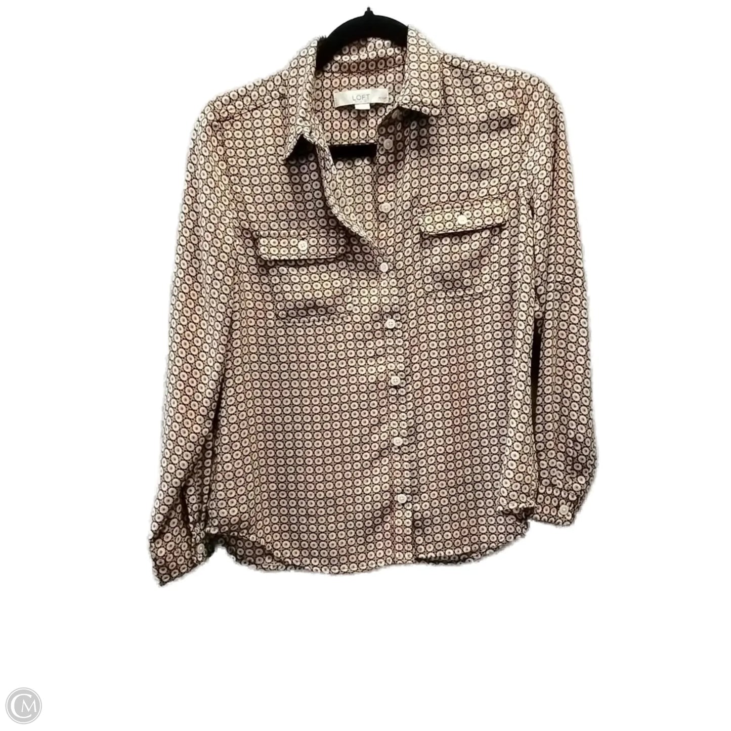 Blouse Long Sleeve By Loft In Geometric Pattern, Size: Sp