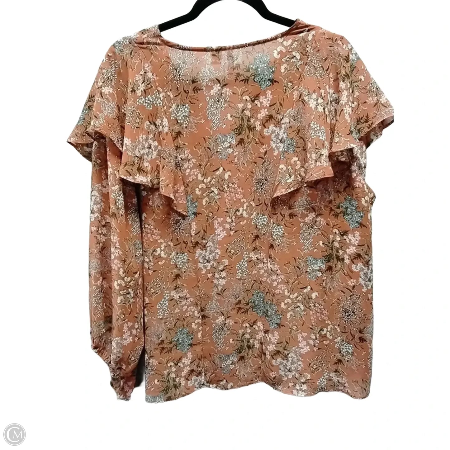 Blouse Long Sleeve By Cato In Floral Print, Size: 18