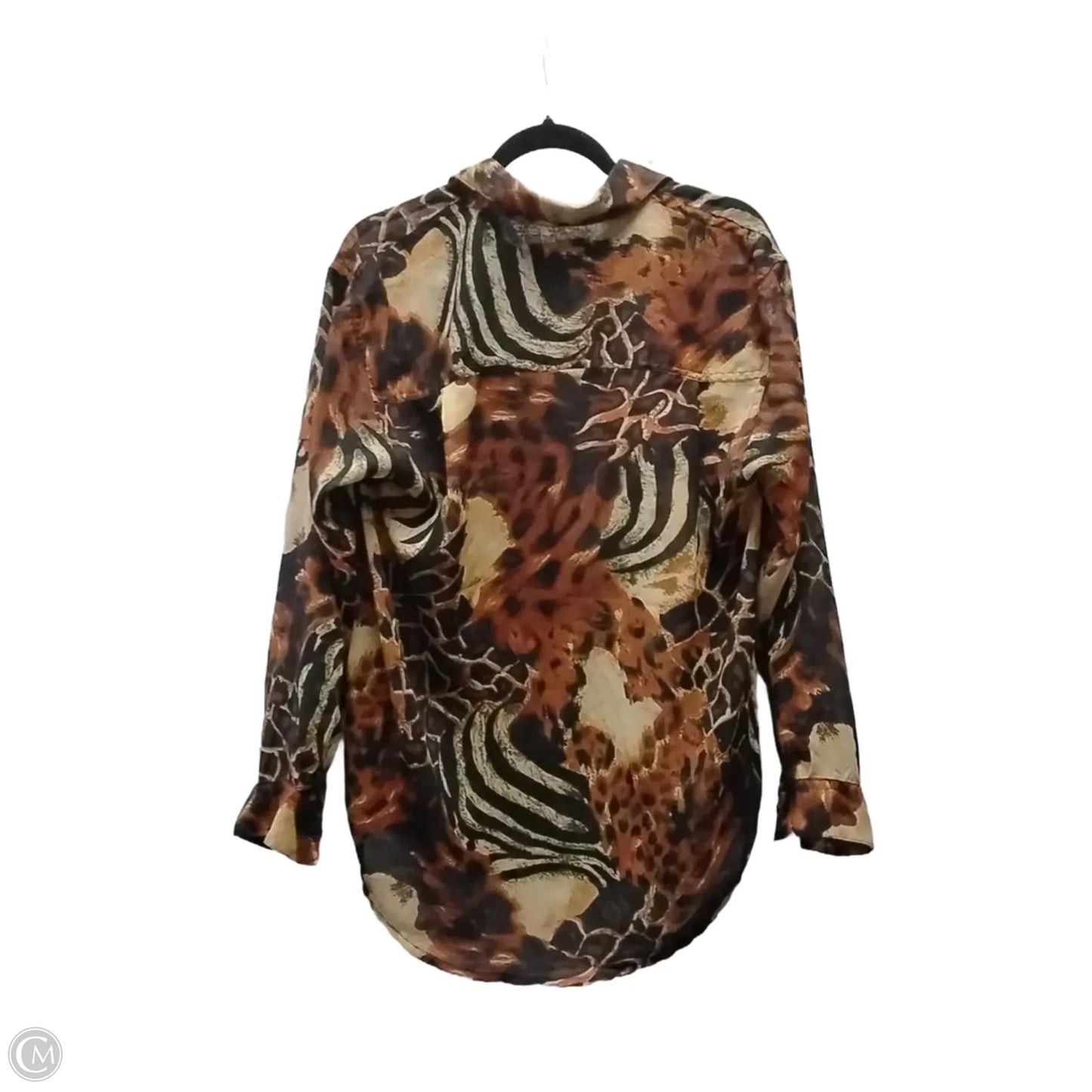 Blouse Long Sleeve By Clothes Mentor In Leopard Print, Size: L