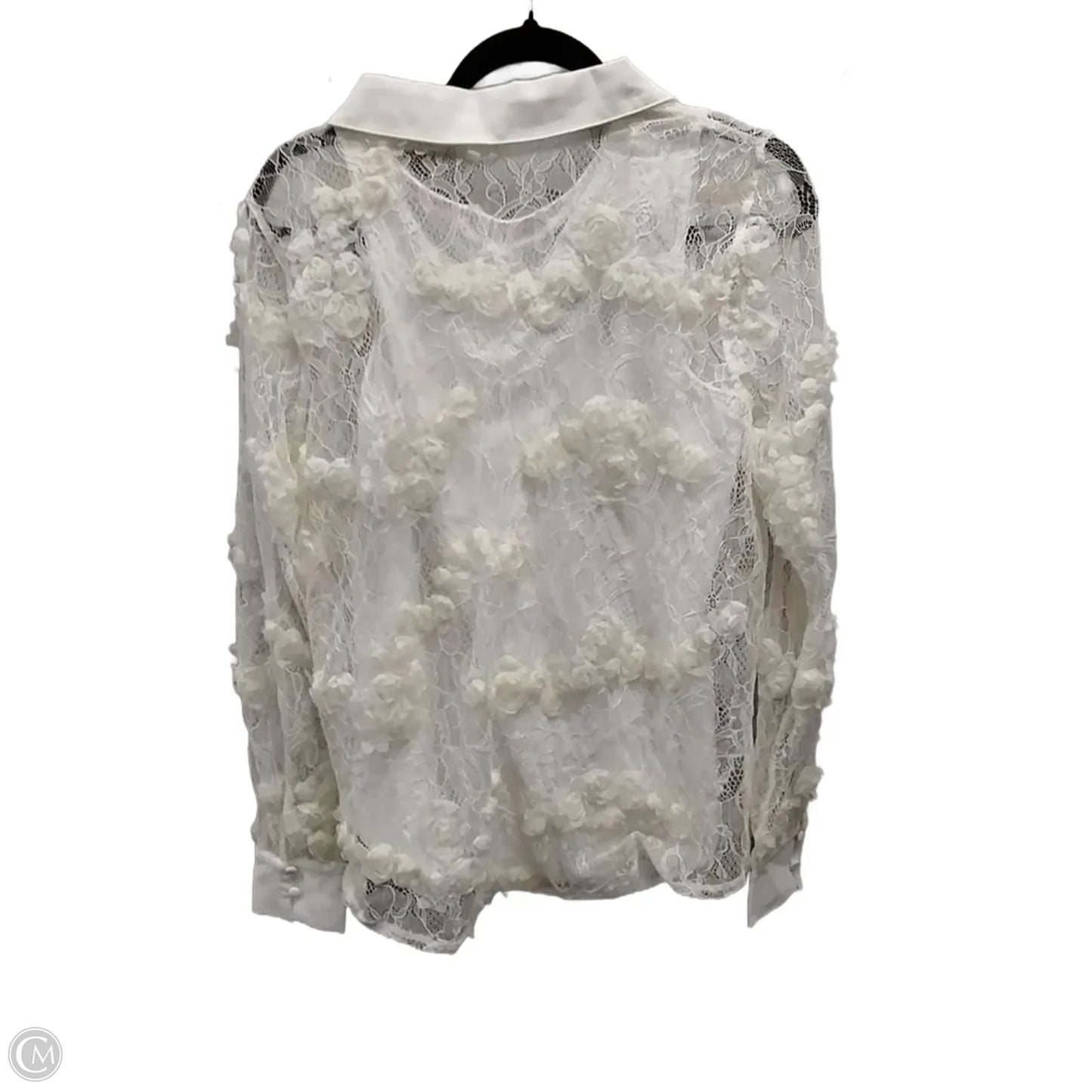 Blouse Long Sleeve By Isaac Mizrahi Live Qvc In Beige, Size: M