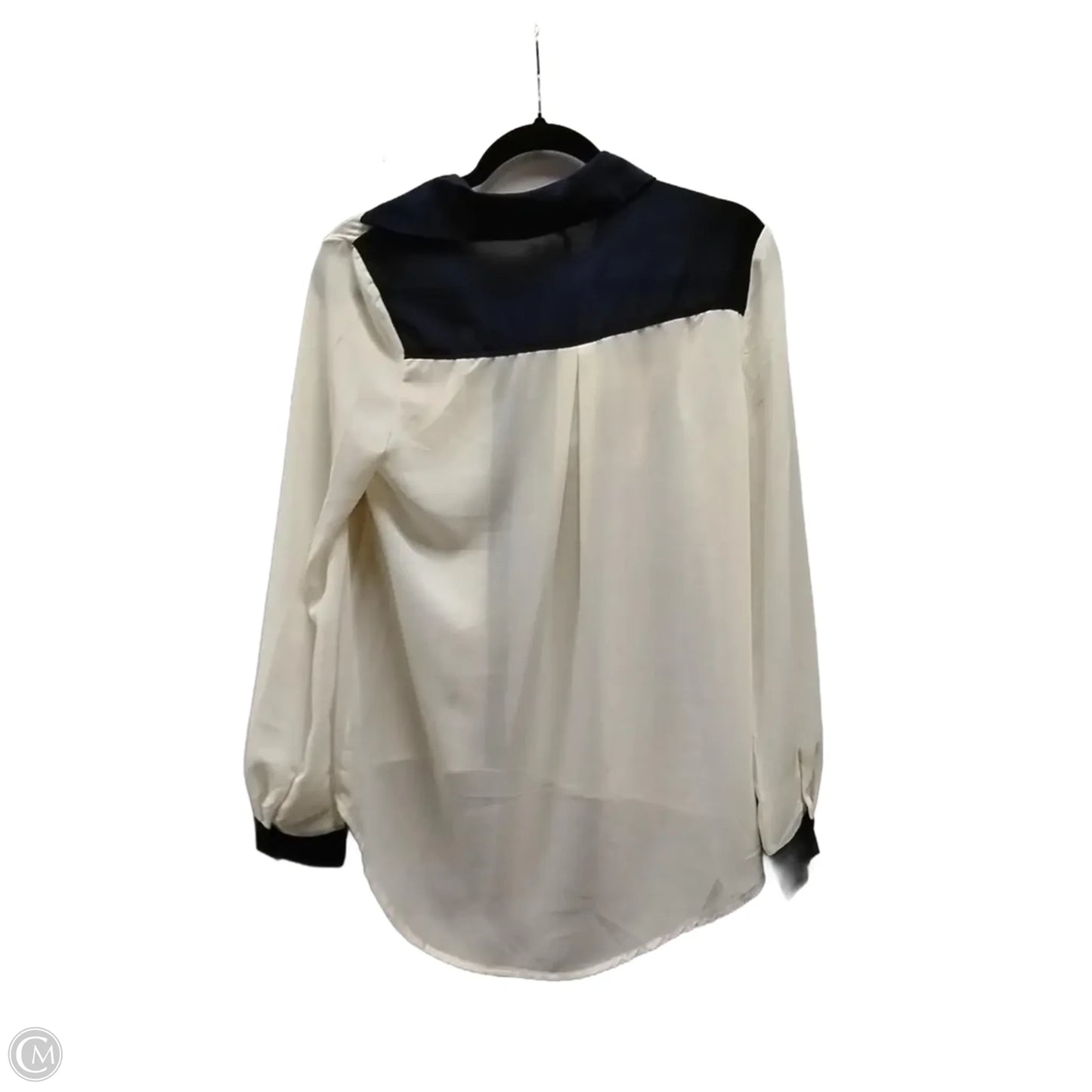 Blouse Long Sleeve By Cecico In Blue & Cream, Size: S