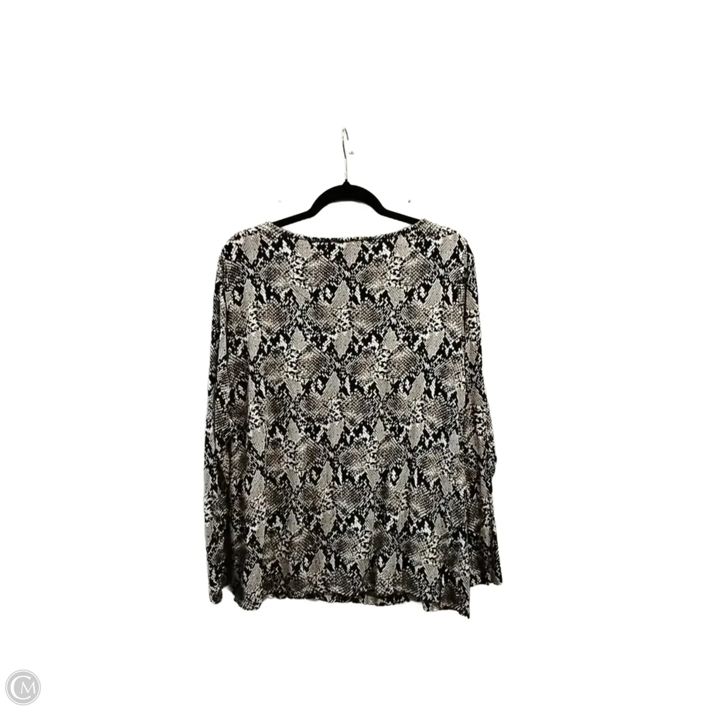 Top Long Sleeve By Mario Serrani In Snakeskin Print, Size: L