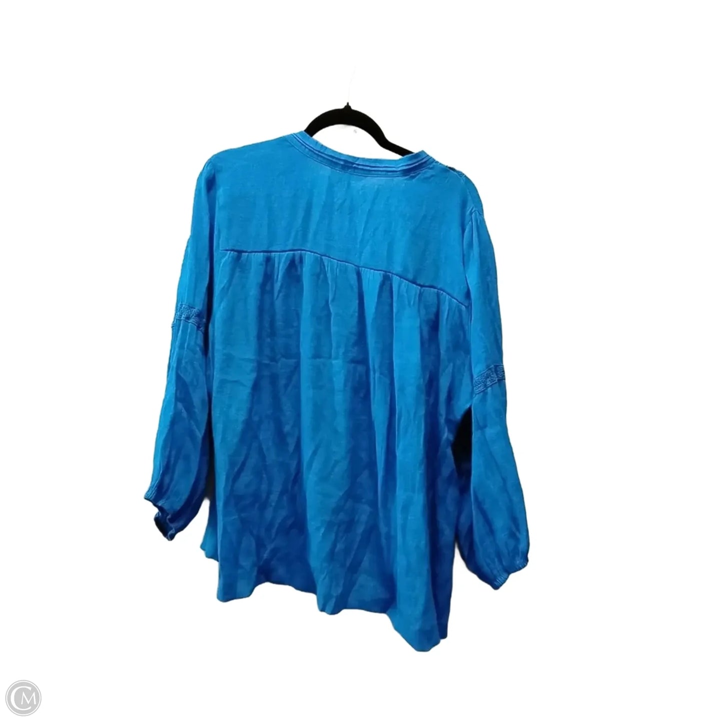 Blouse Long Sleeve By Zac And Rachel In Blue, Size: 3x