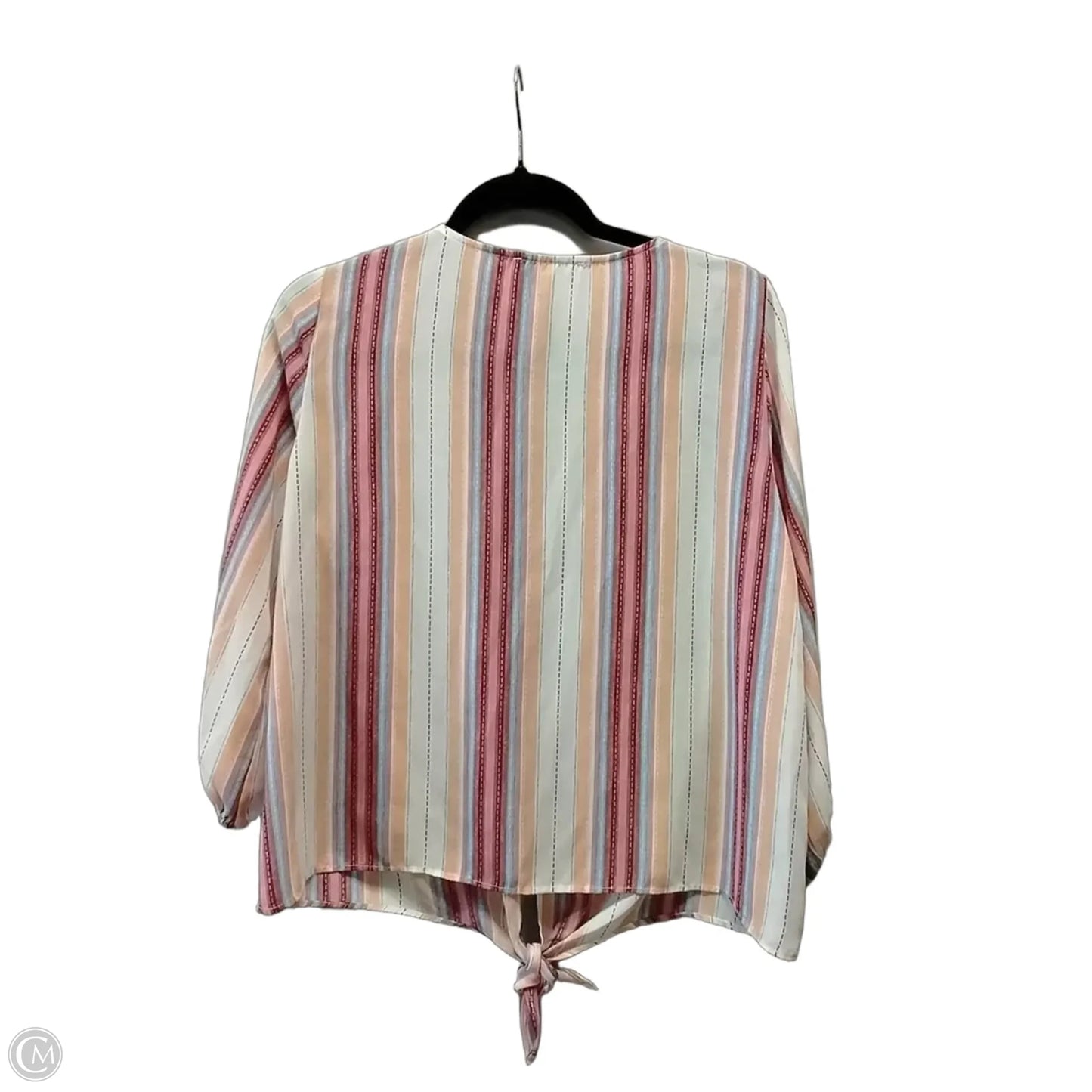 Blouse Long Sleeve By Pink Rose In Striped Pattern, Size: L