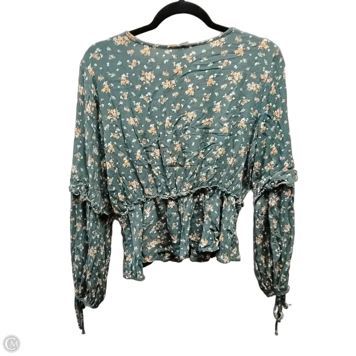 Blouse Long Sleeve By Peach Love Cream California In Green, Size: L