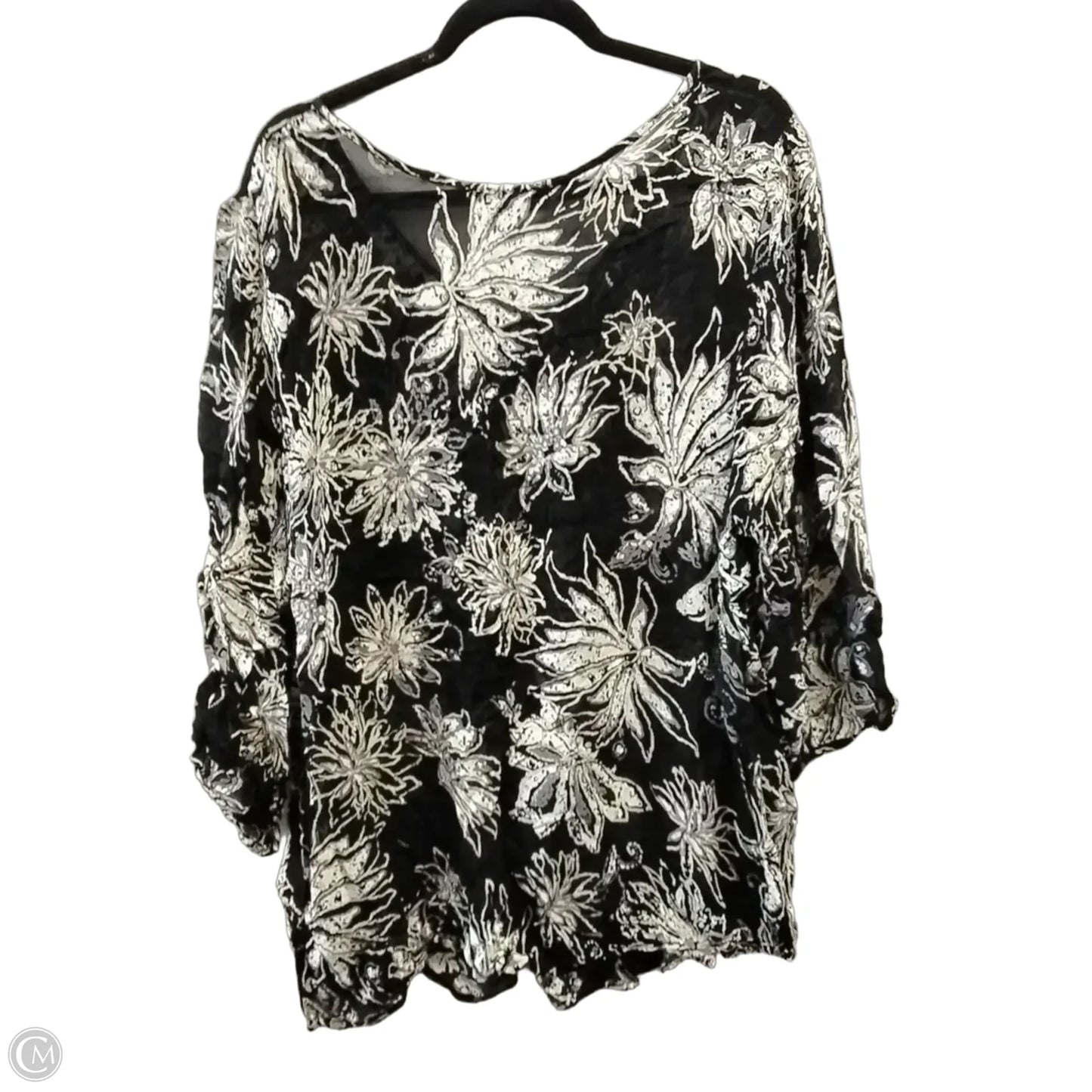 Blouse Long Sleeve By Avenue In Black, Size: Xl
