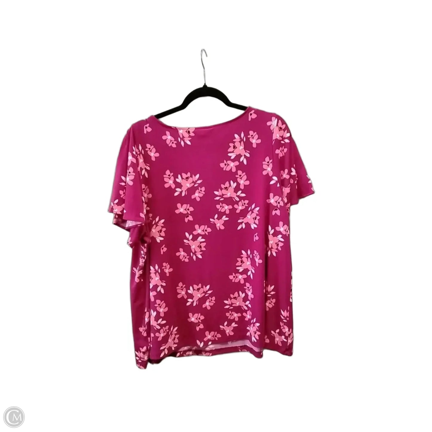 Blouse Short Sleeve By Liz Claiborne In Floral Print, Size: L