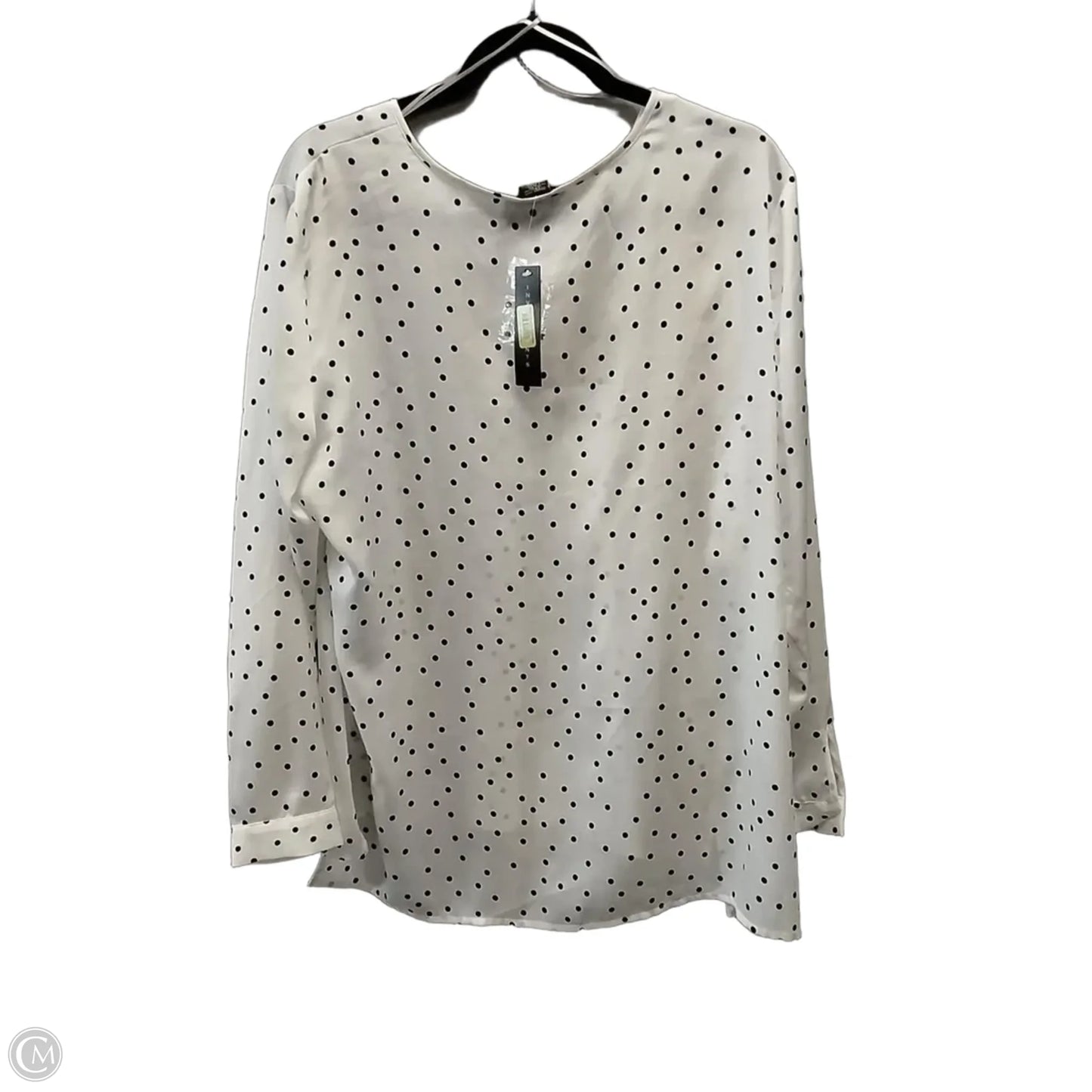 Blouse Long Sleeve By Investments In Polkadot Pattern, Size: Xl