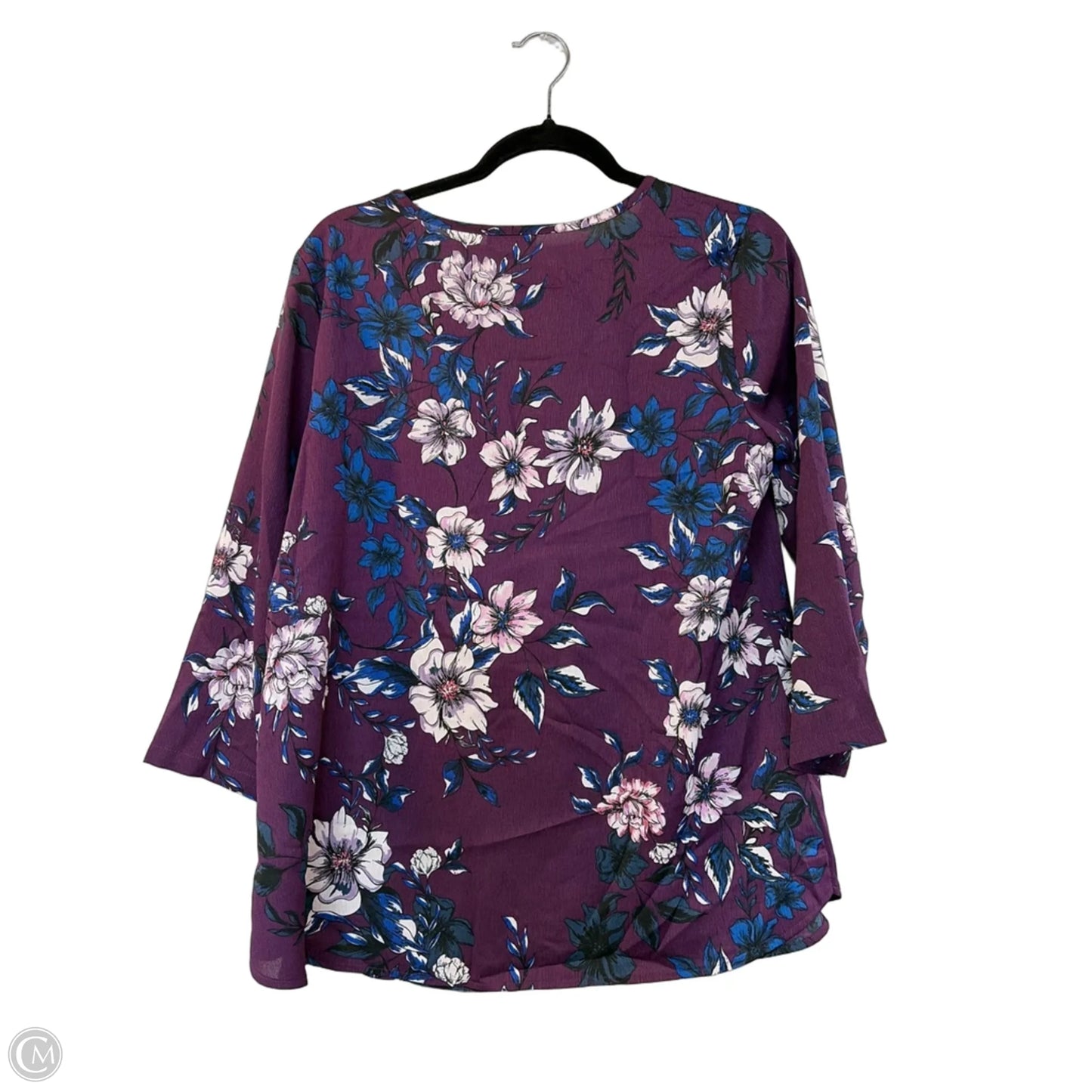 Blouse Long Sleeve By Van Heusen In Purple, Size: M