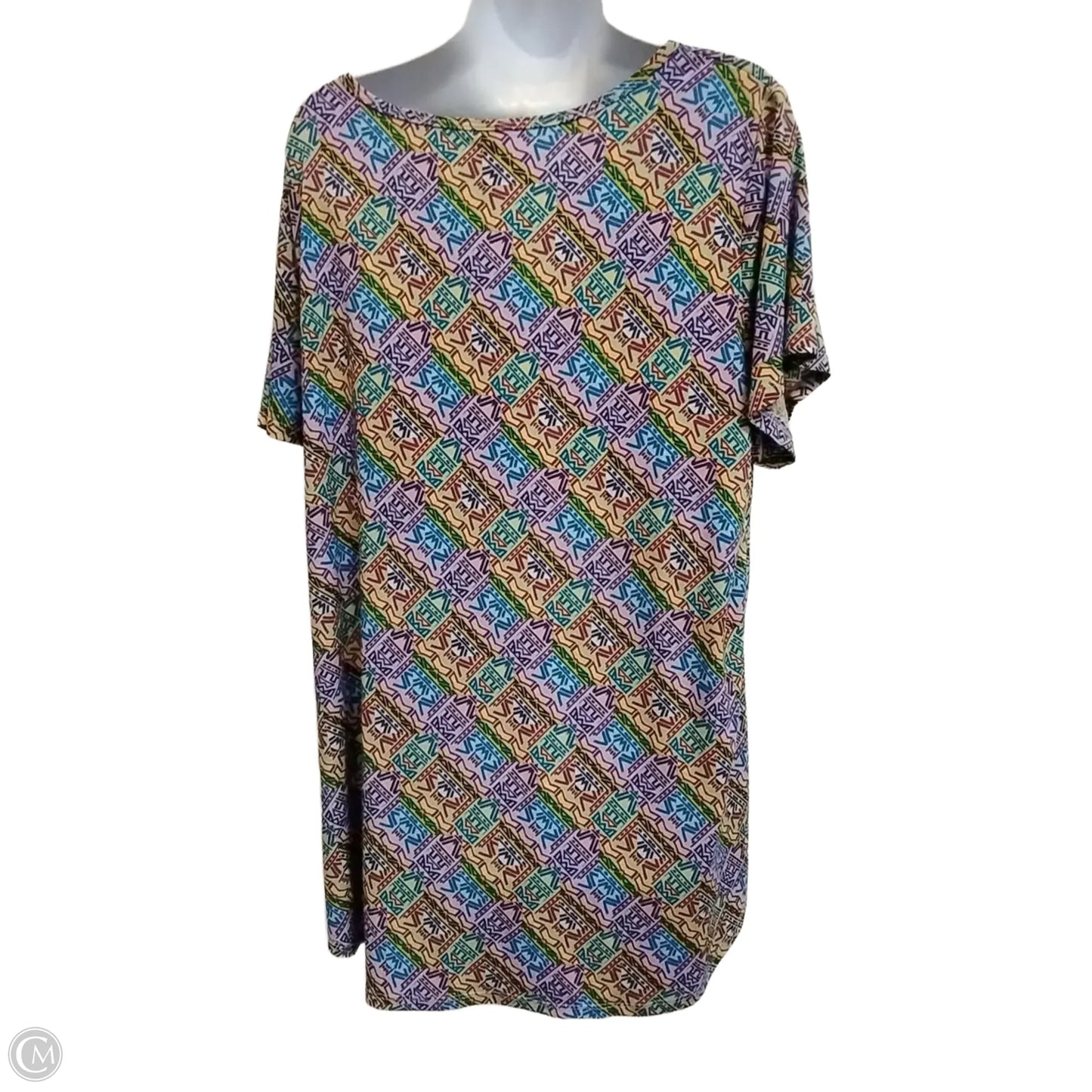 Top Short Sleeve By Lularoe In Geometric Pattern, Size: 2x