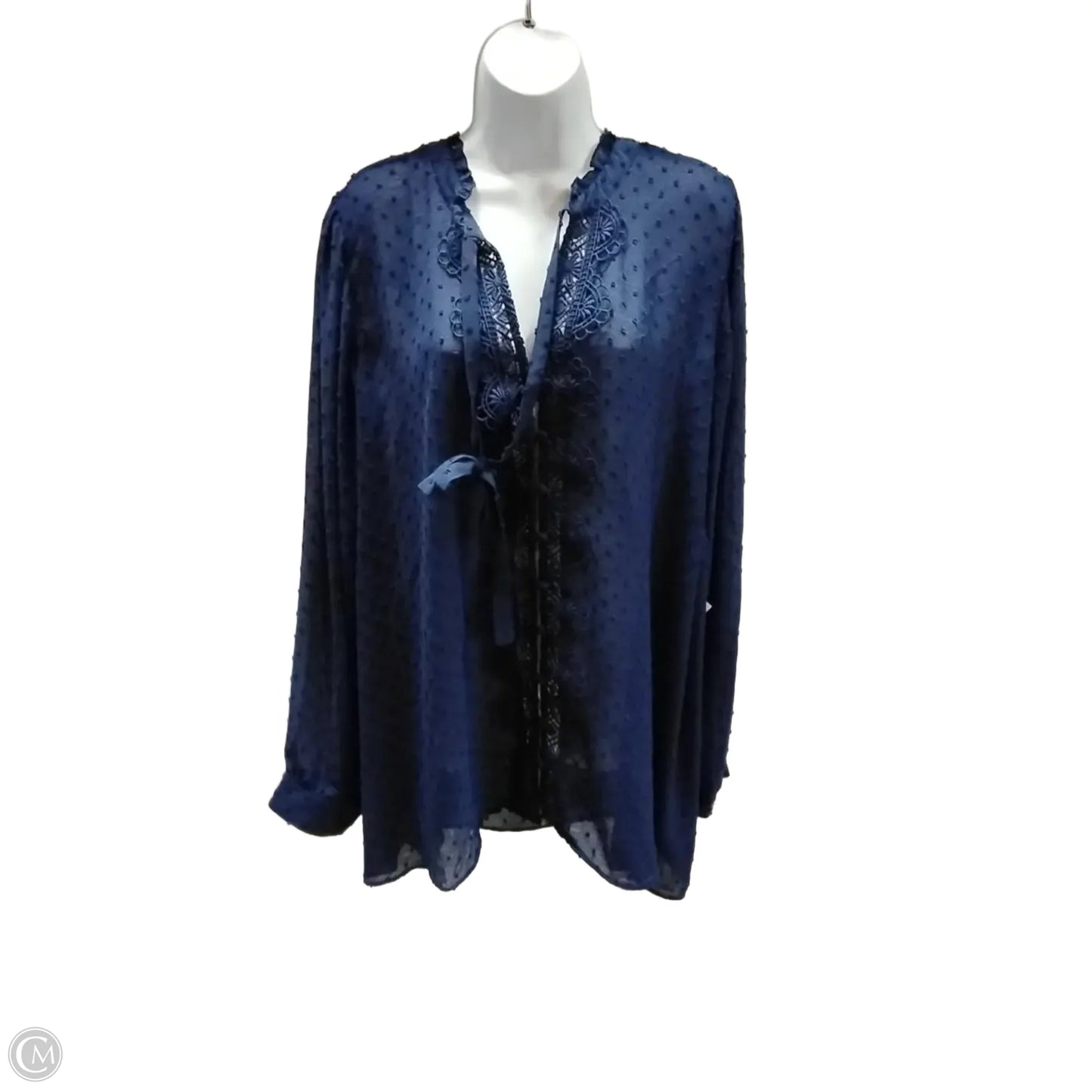Blouse Long Sleeve By Torrid In Blue, Size: 5