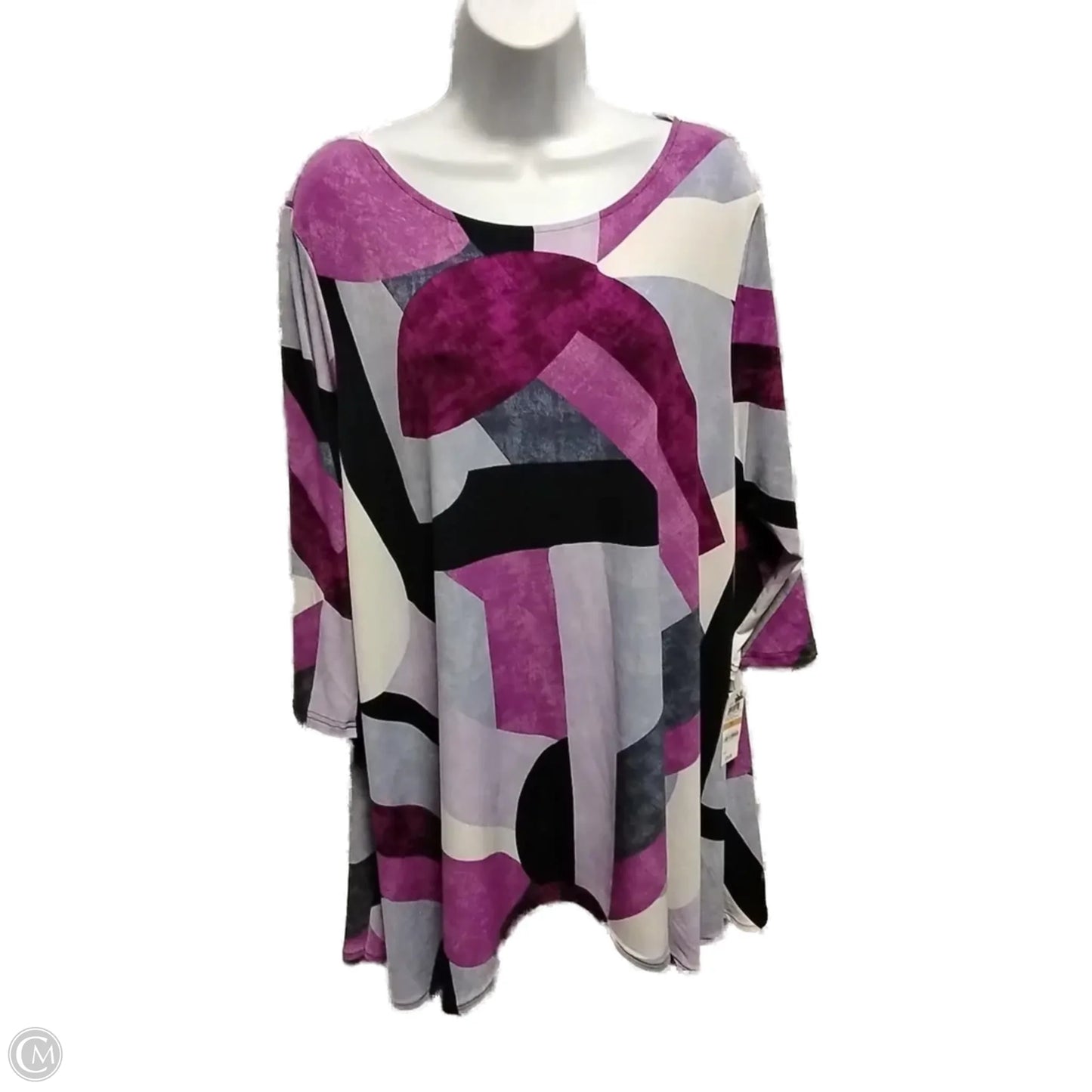 Top 3/4 Sleeve By Alfani In Geometric Pattern, Size: 3x