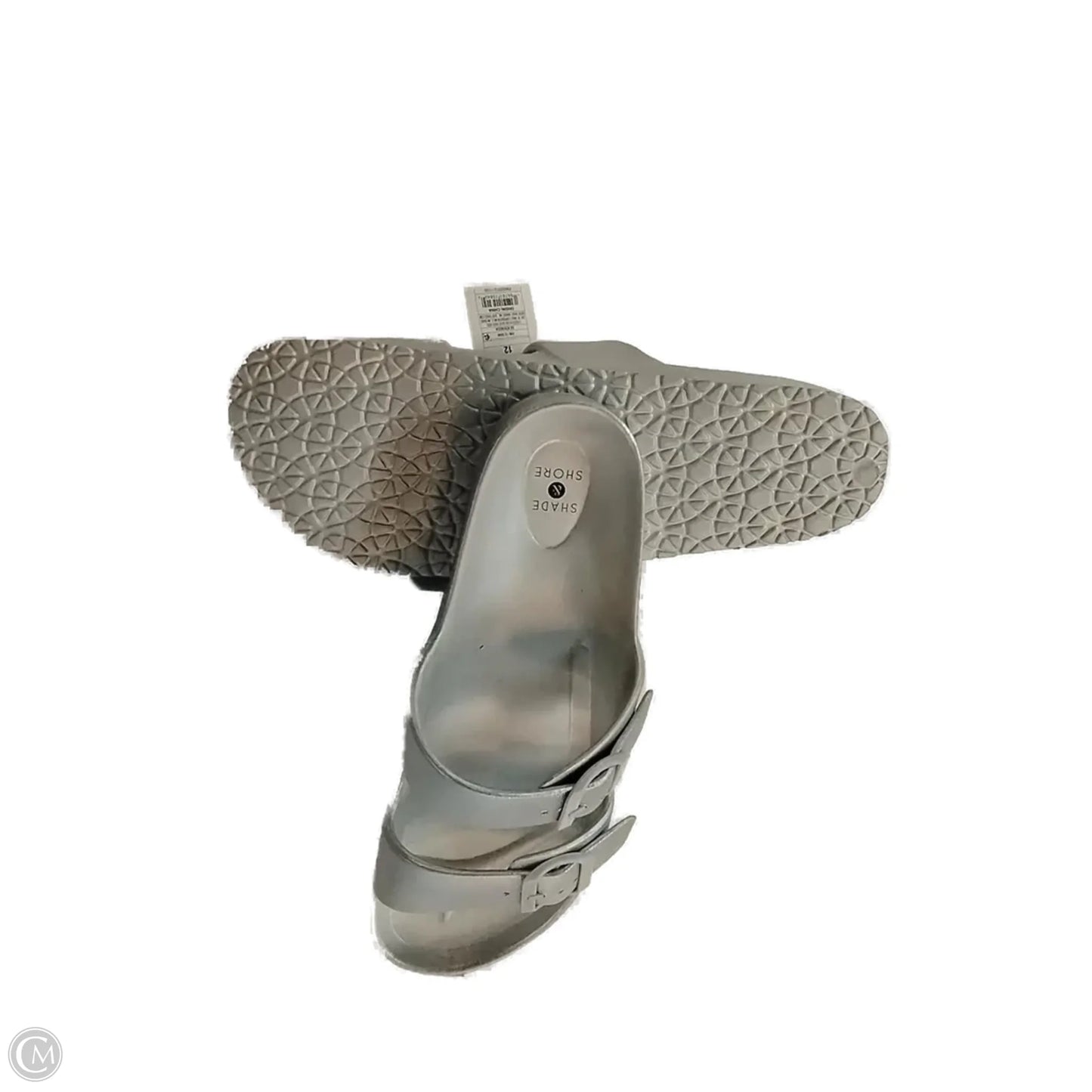 Sandals Flats By Shade & Shore In Silver, Size: 12