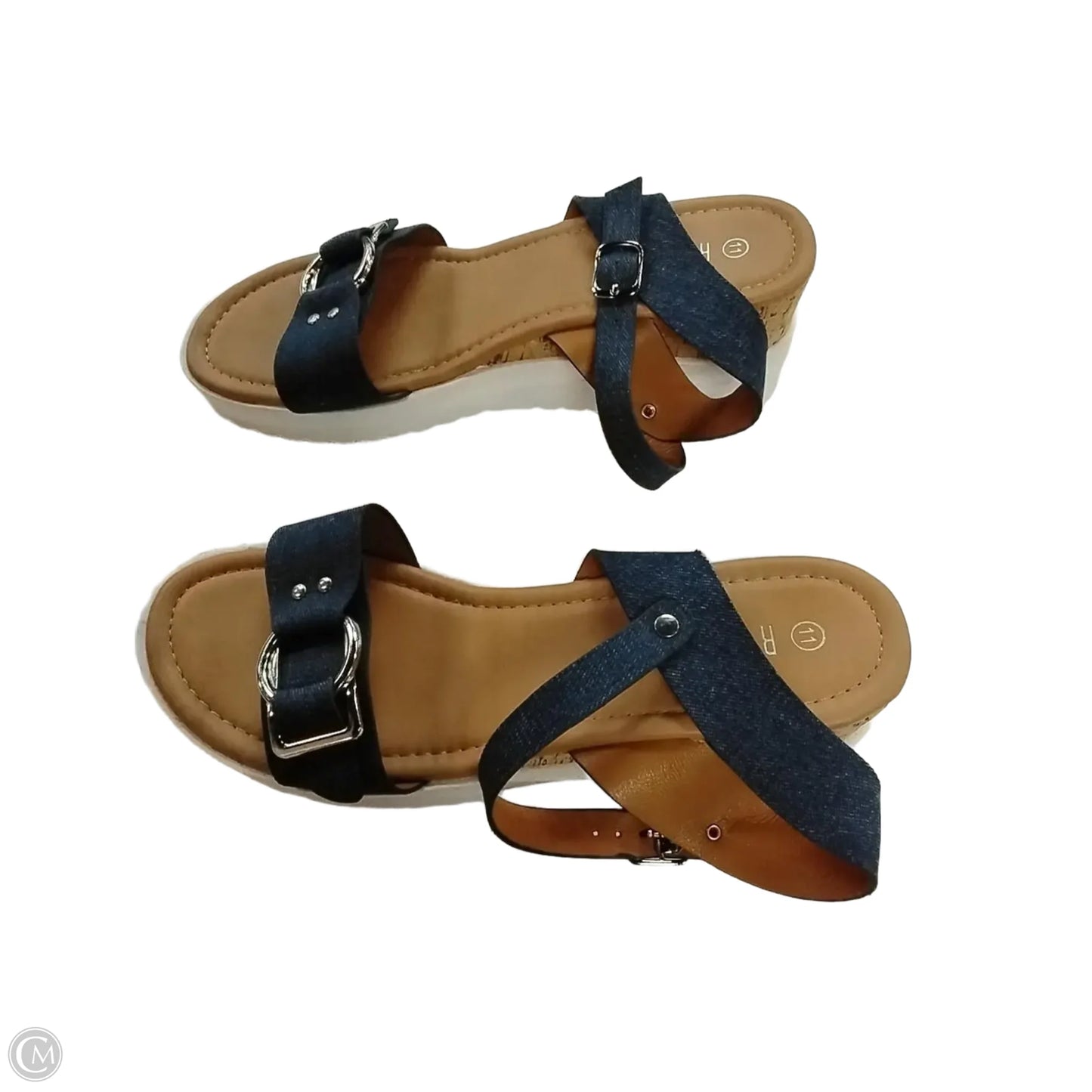 Sandals Heels Platform By Rouge In Blue, Size: 11