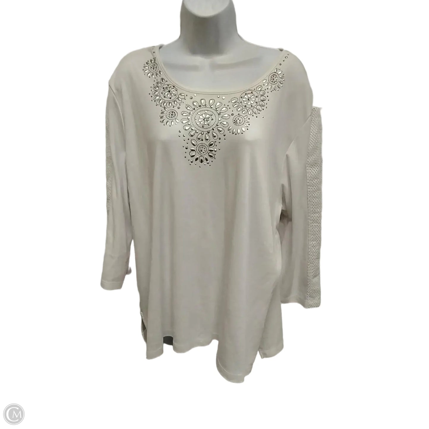 Top 3/4 Sleeve By Alfred Dunner In White, Size: Xl