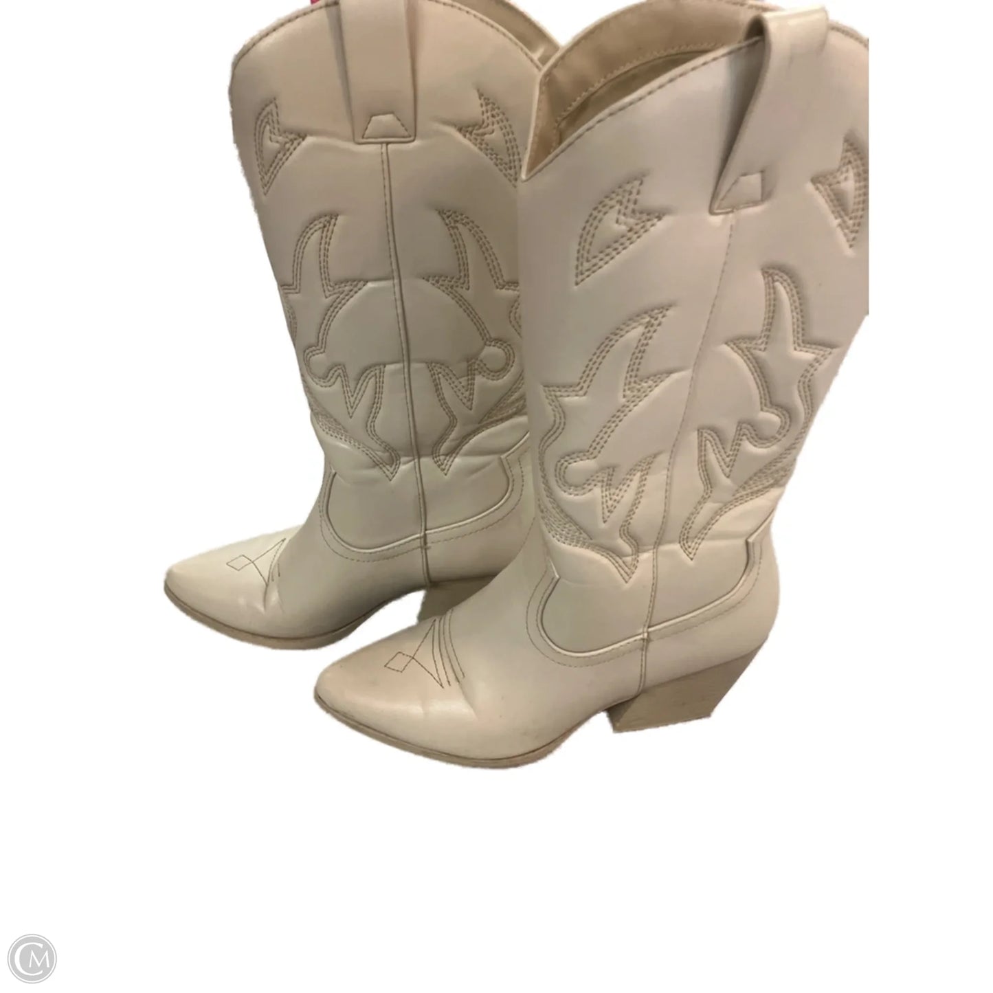 Boots Mid-calf Heels By Soda In White, Size: 8