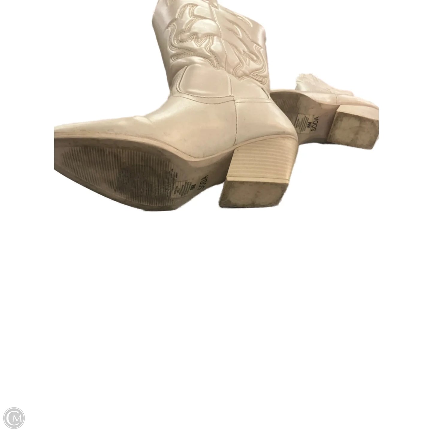 Boots Mid-calf Heels By Soda In White, Size: 8