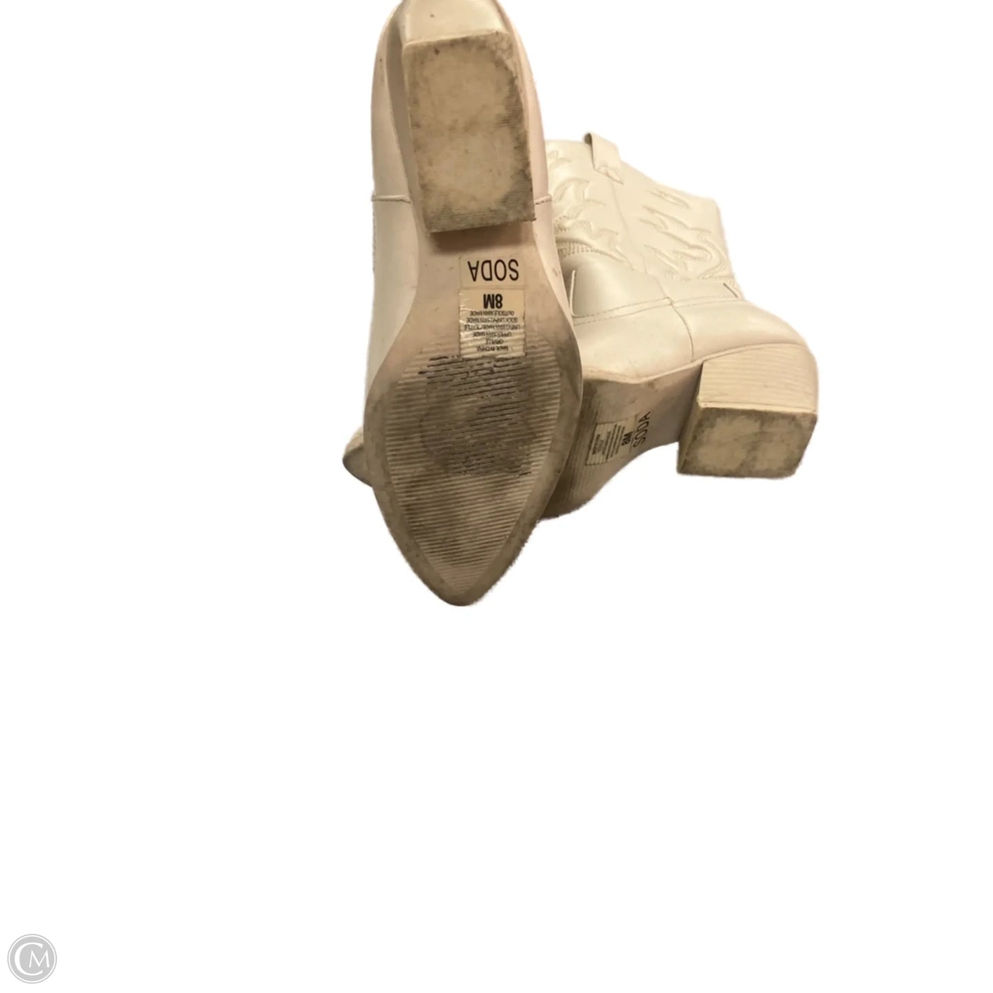 Boots Mid-calf Heels By Soda In White, Size: 8