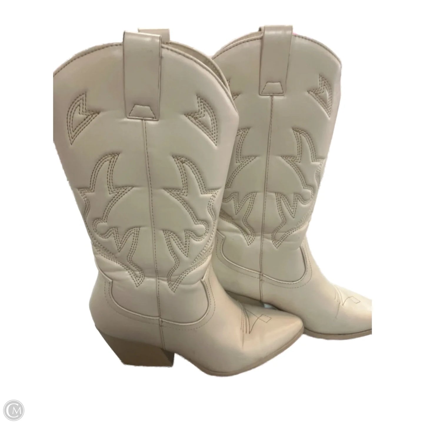 Boots Mid-calf Heels By Soda In White, Size: 8