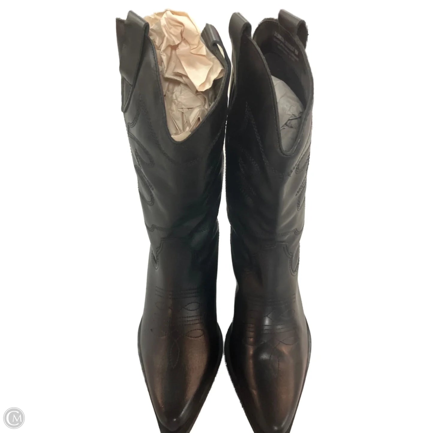 Boots Mid-calf Heels By Clothes Mentor In Black, Size: 8