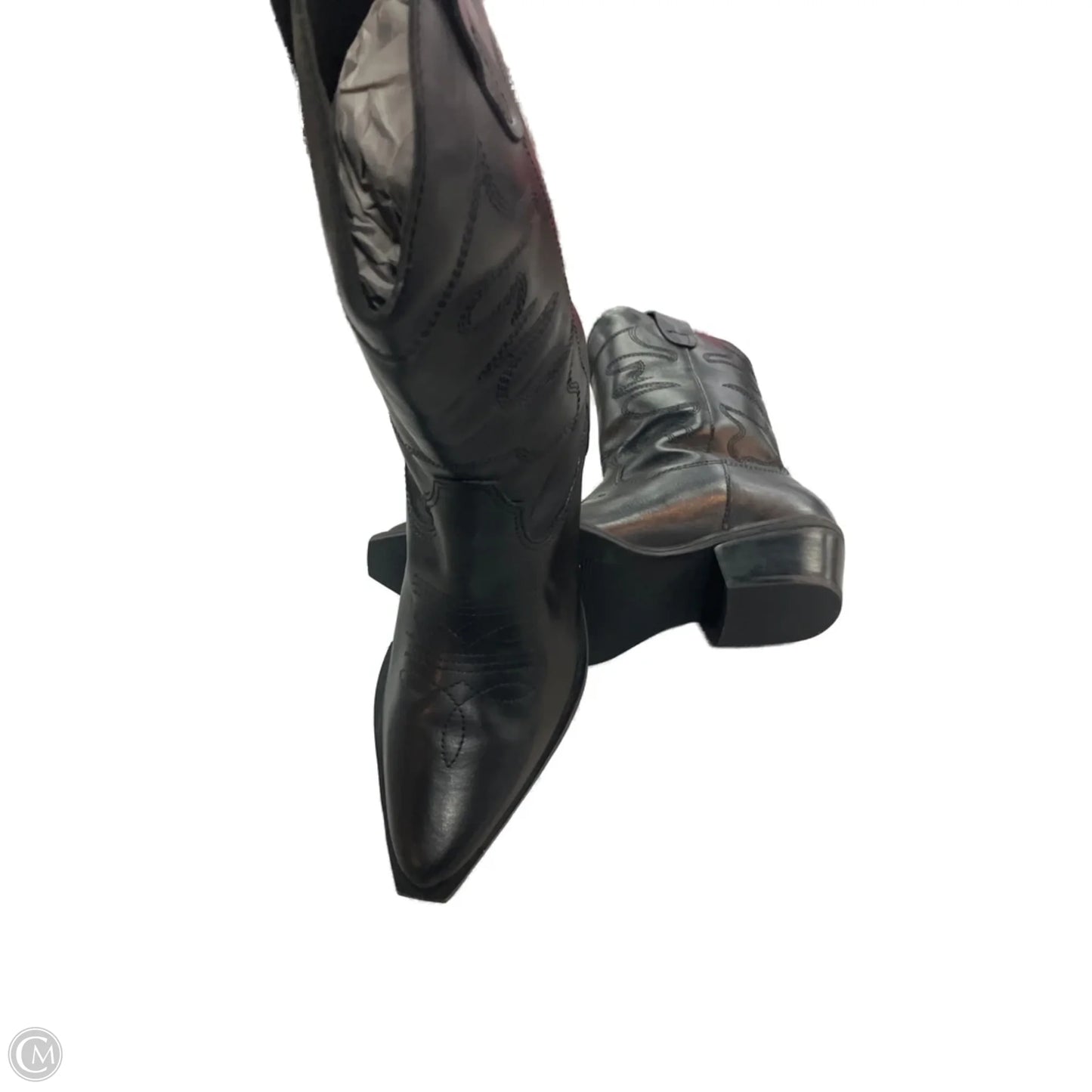 Boots Mid-calf Heels By Clothes Mentor In Black, Size: 8