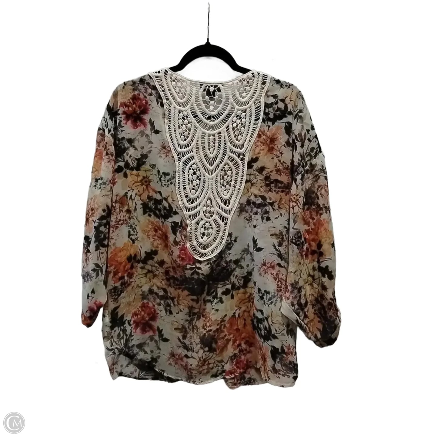 Blouse Long Sleeve By Jeans By Buffalo In Floral Print, Size: L