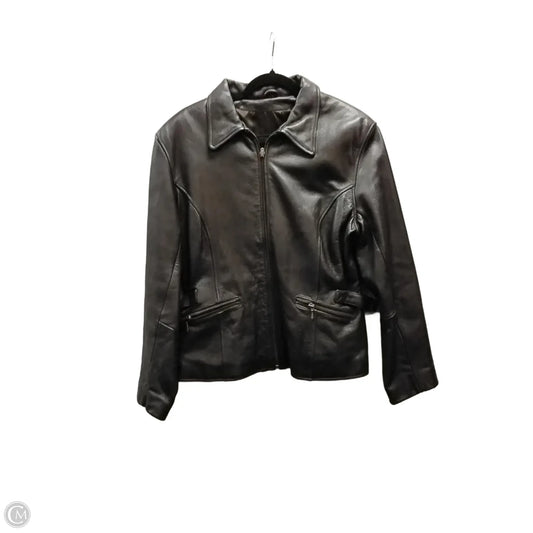Jacket Leather By Wilsons Leather In Brown, Size: L