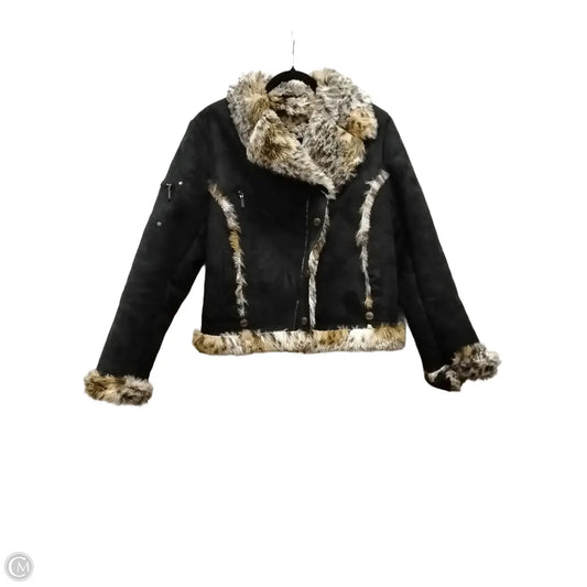 Jacket Faux Fur & Sherpa By Saguaro West In Black, Size: L