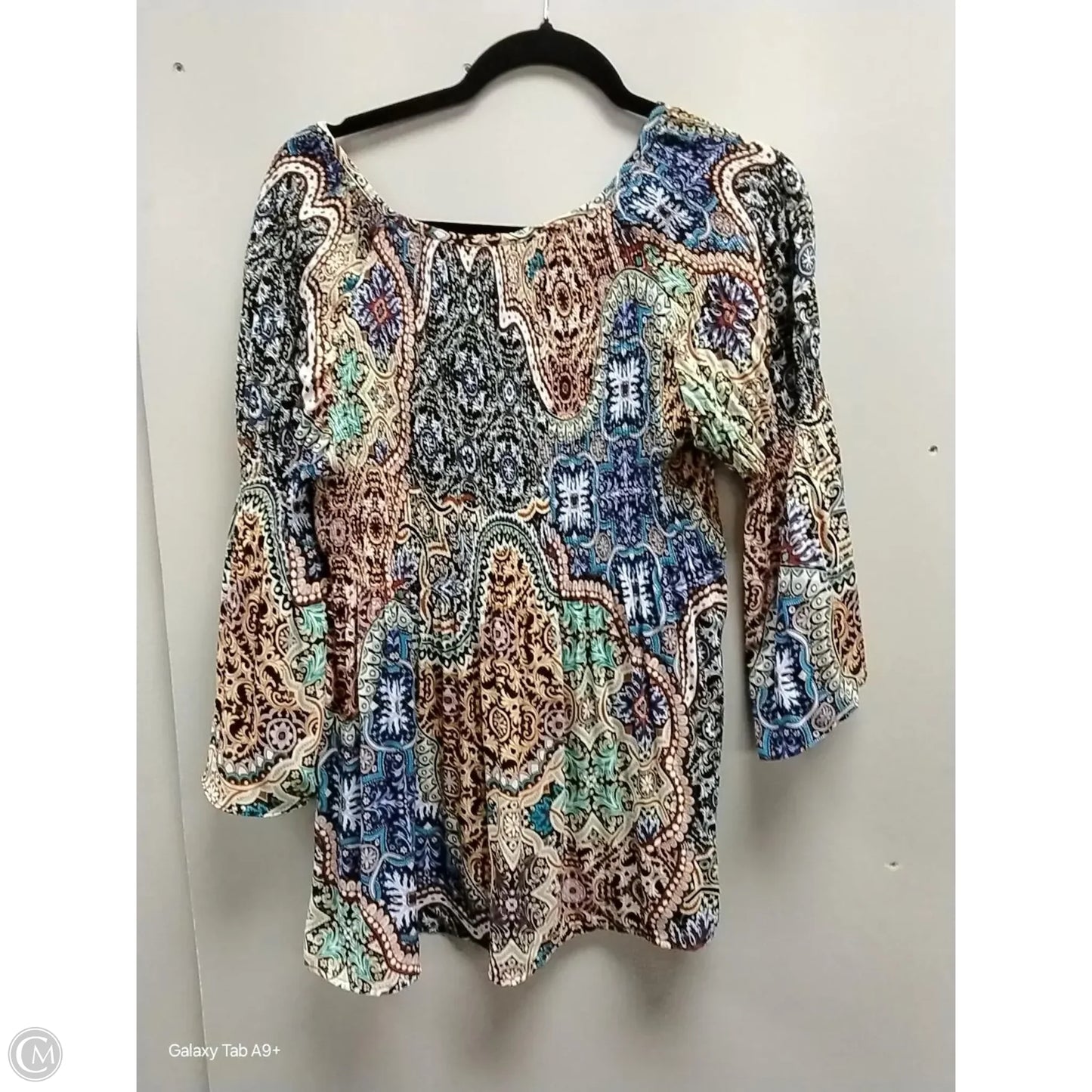 Blouse Long Sleeve By Spense In Geometric Pattern, Size: M