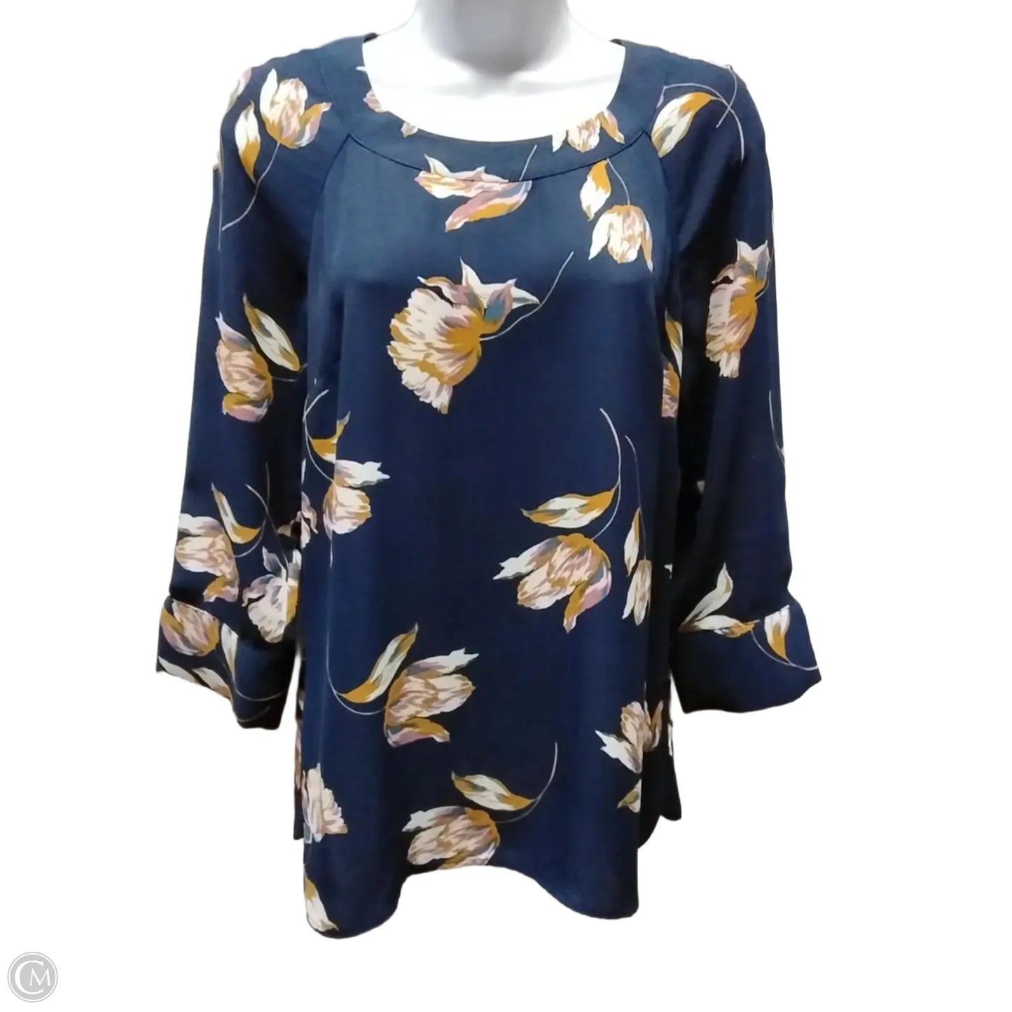 Blouse 3/4 Sleeve By Daniel Rainn In Blue, Size: Xs