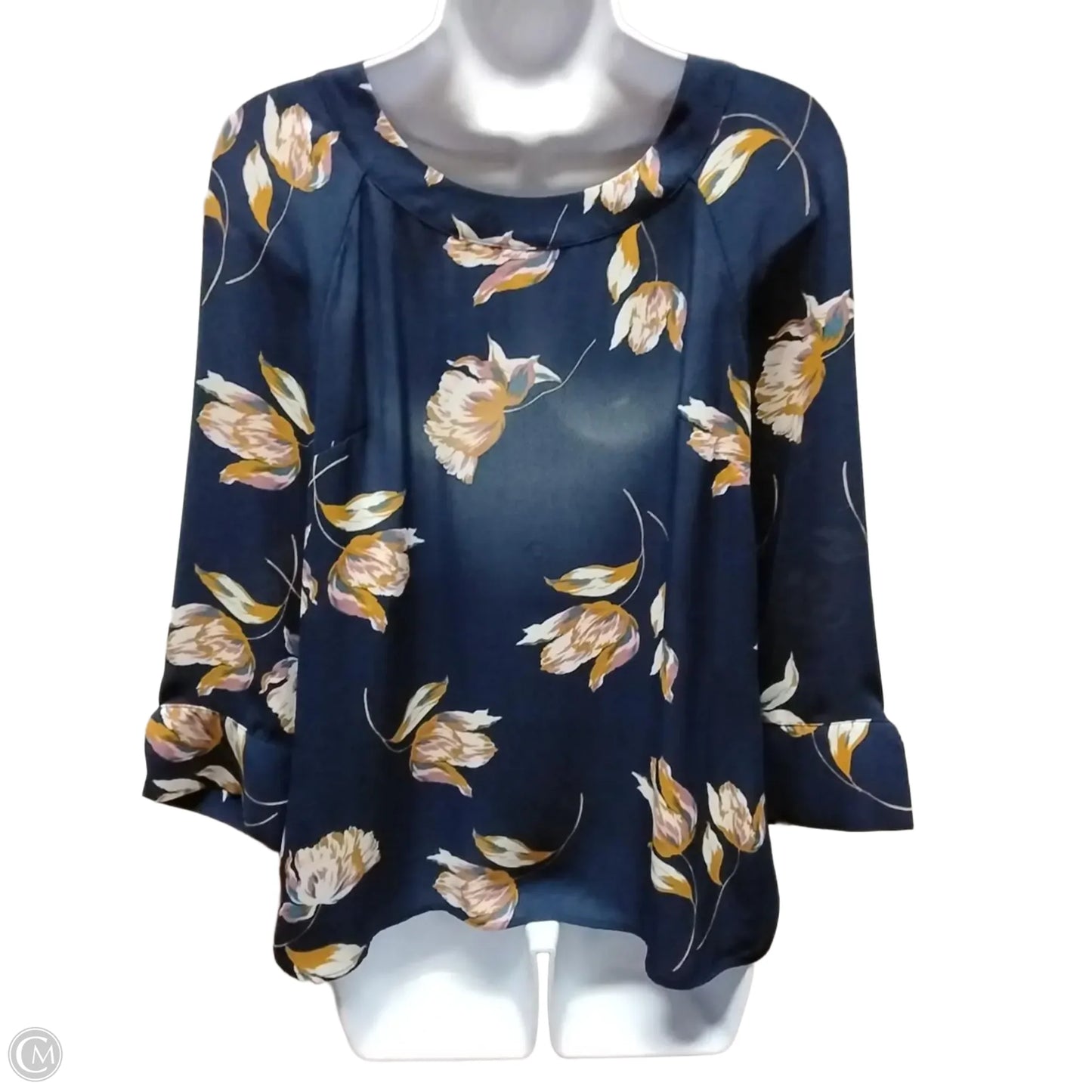 Blouse 3/4 Sleeve By Daniel Rainn In Blue, Size: Xs