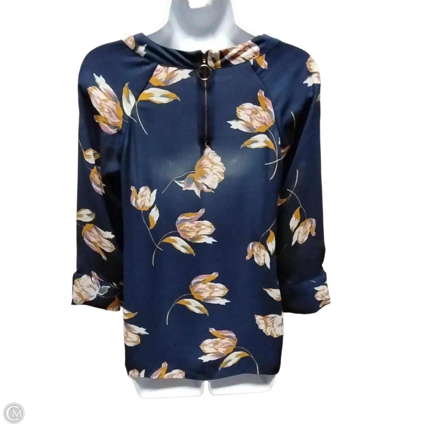 Blouse 3/4 Sleeve By Daniel Rainn In Blue, Size: Xs