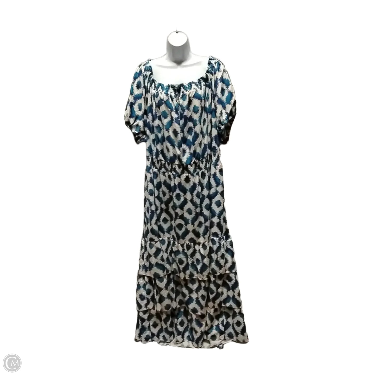 Dress Casual Maxi By Knox Rose In Blue & White, Size: 3x