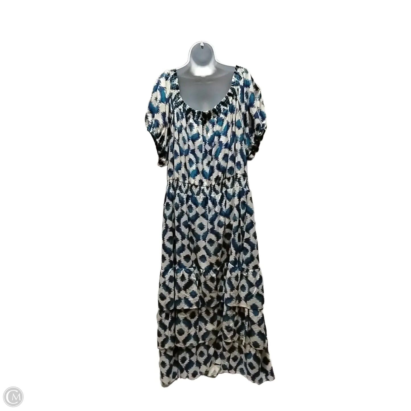 Dress Casual Maxi By Knox Rose In Blue & White, Size: 3x
