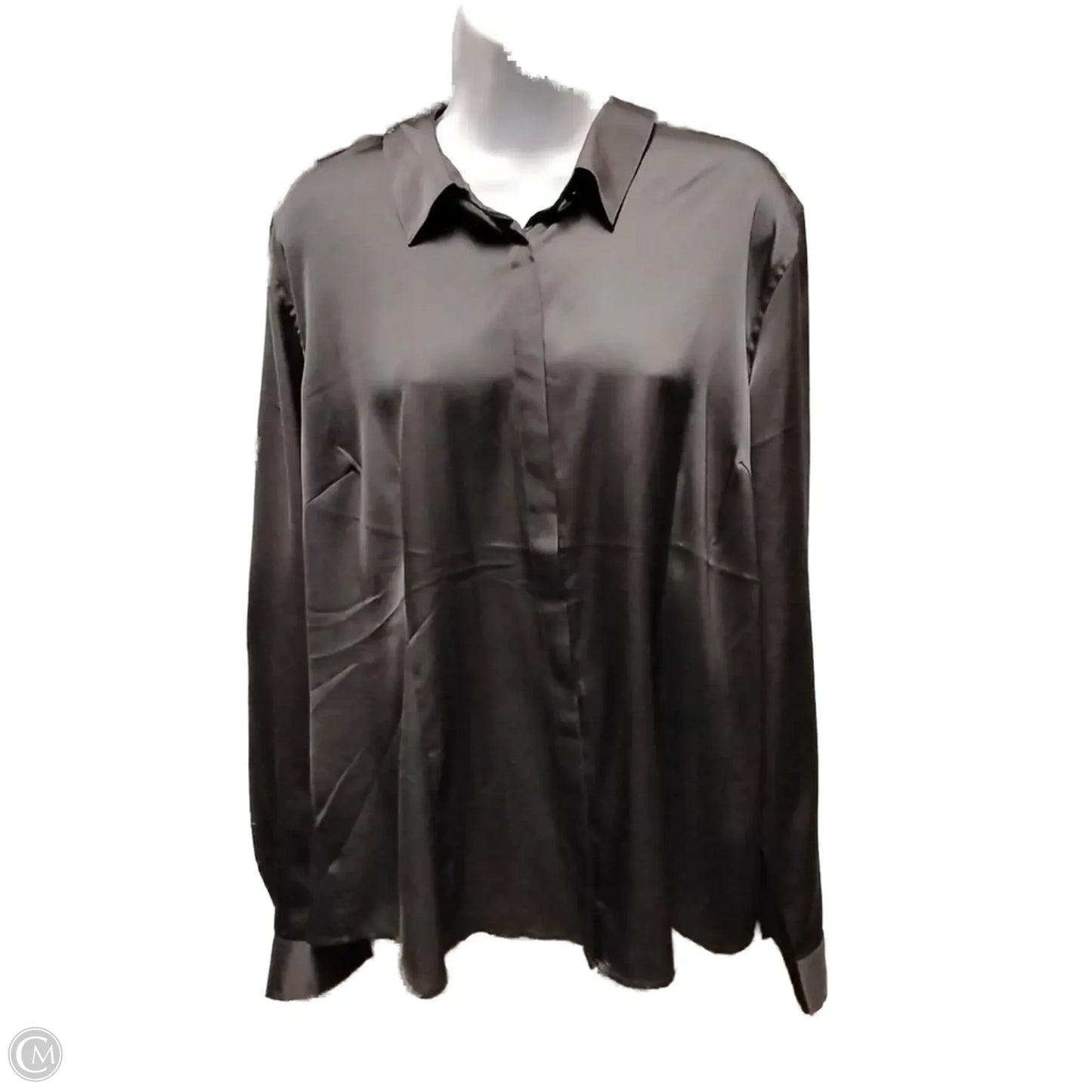 Blouse Long Sleeve By Van Heusen In Grey, Size: Xxl